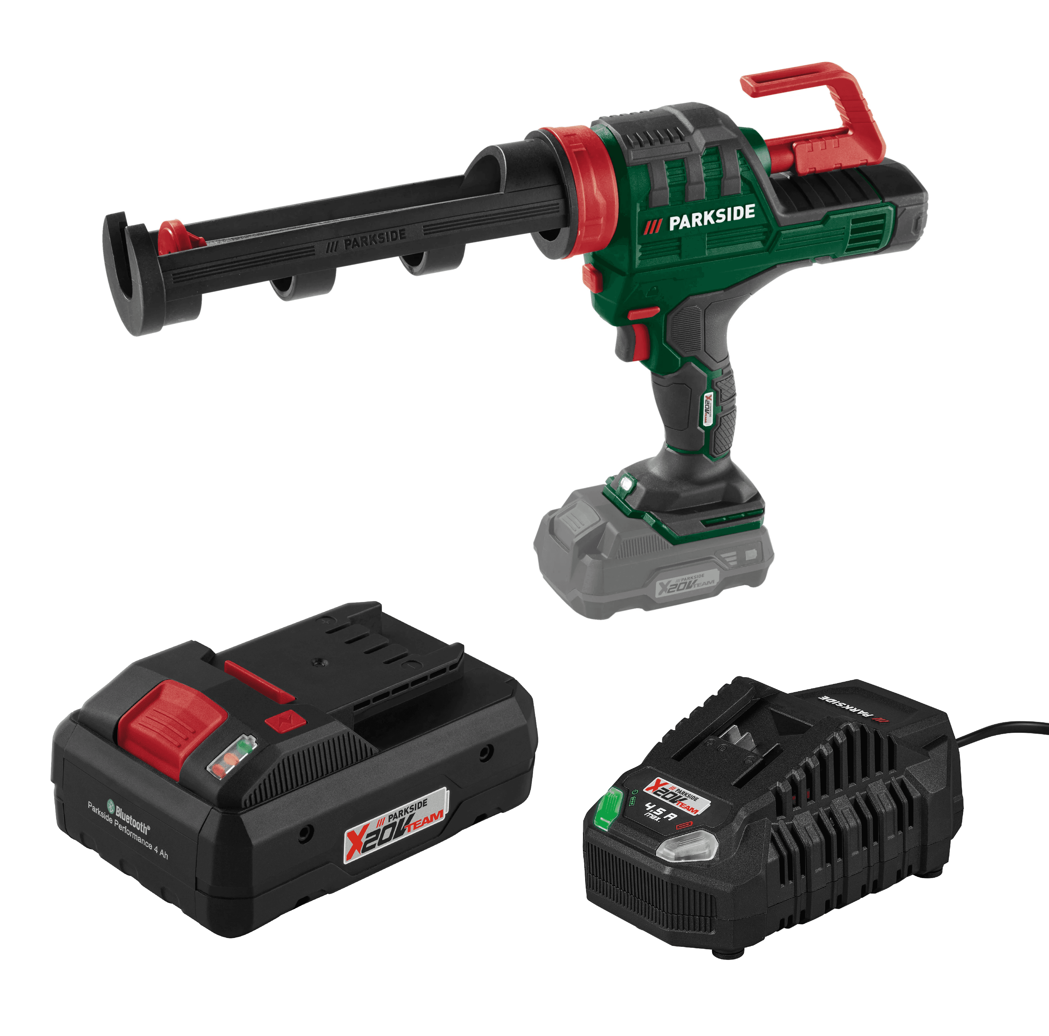 PARKSIDE® Aku pištoľ na kartuše 20 V PKPA 20-Li A2 + Smart akumulátor 20 V/4 Ah + Rýchlonabíjačka akumulátora 20 V/4,5 A 1