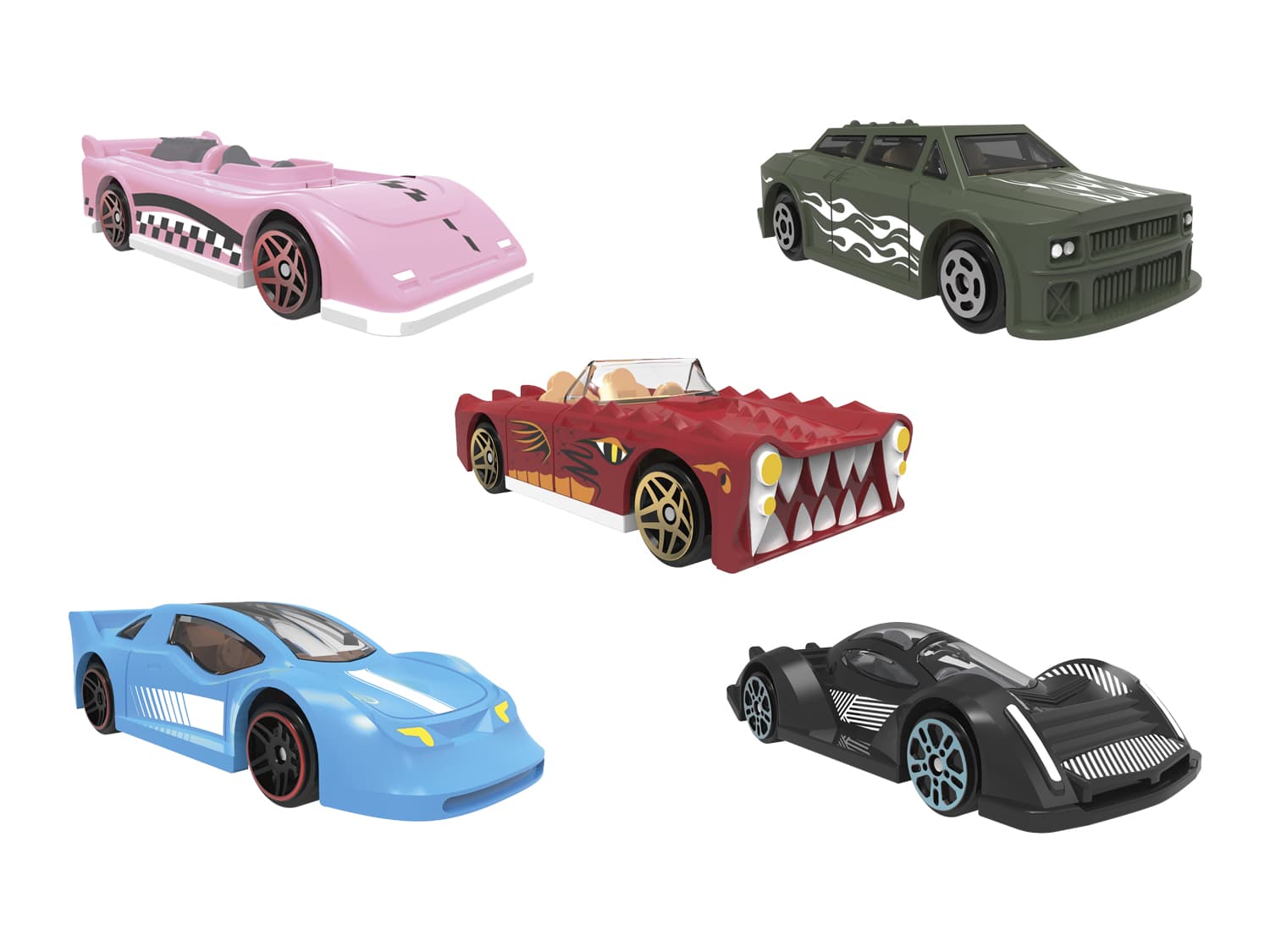 Playtive Autíčko Racers 1:64, 5 kusov (Crazy Cars) 1