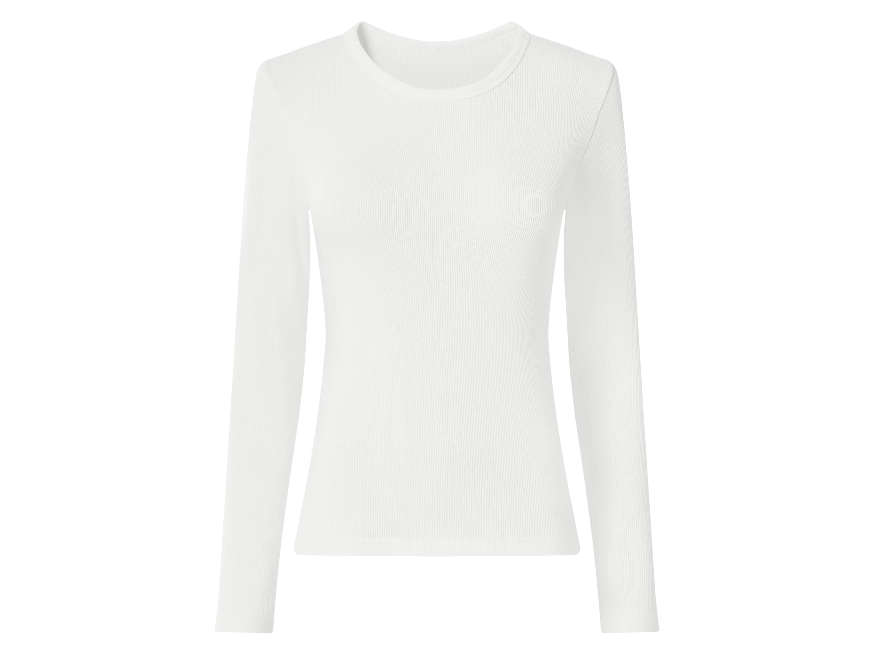 ESMARA® Dámske rebrované tričko s dlhým rukávom (biela, S (36/38))