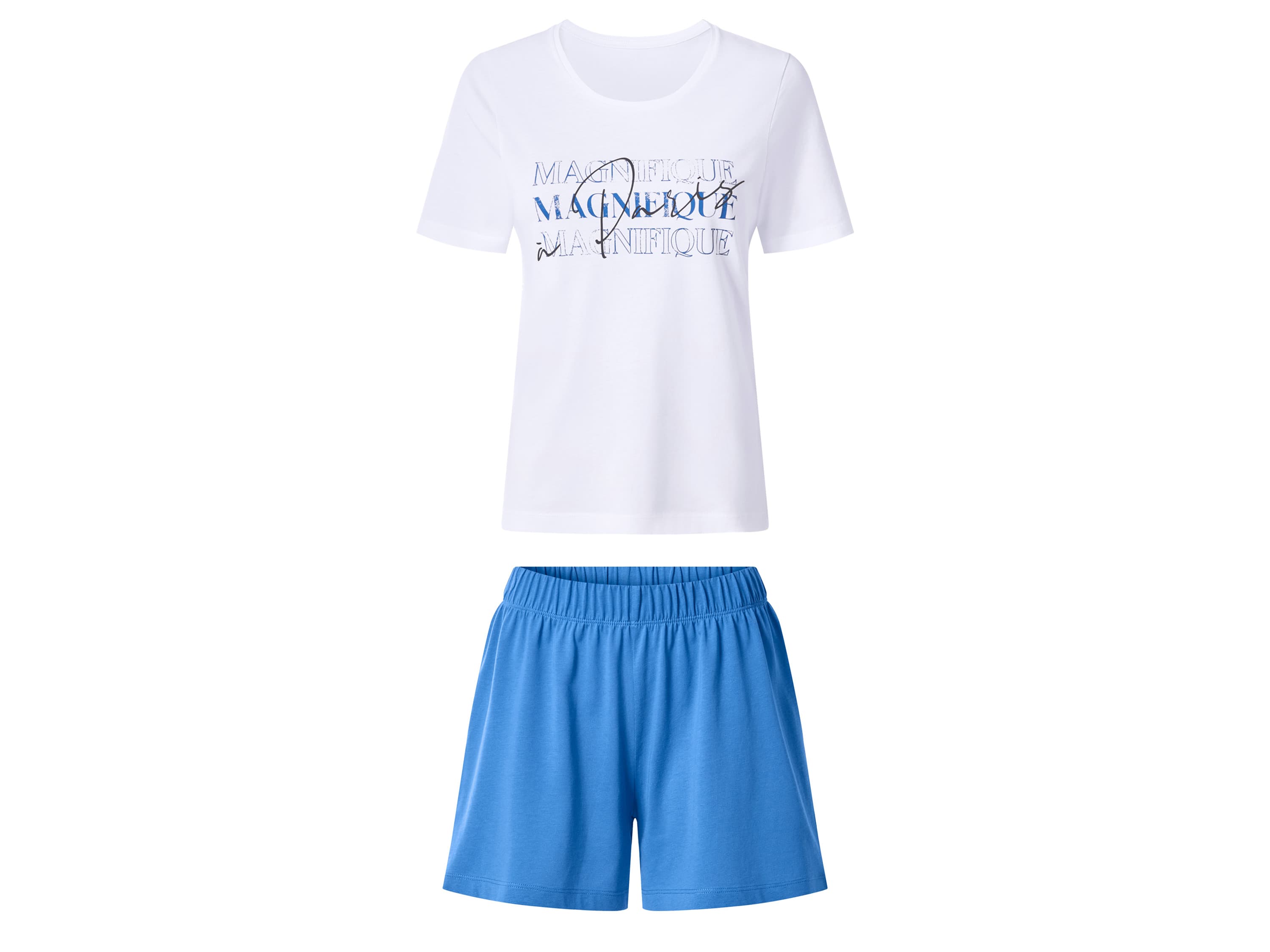 esmara® Dámske pyžamo (biela/modrá, XS (32/34))