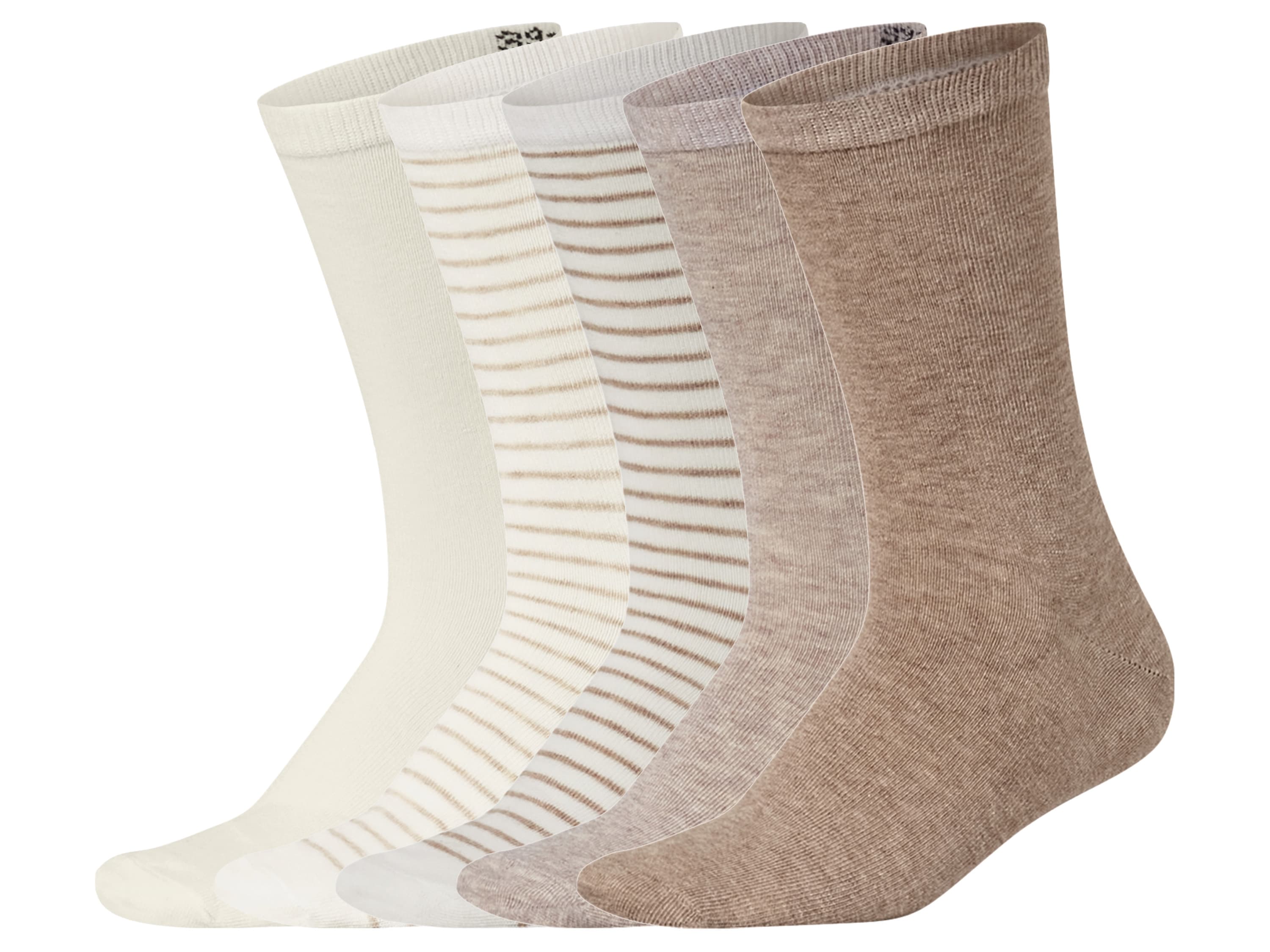 esmara® Dámske ponožky, 5 párov (krémová/pruhy/béžová/svetlobéžová, 35/38) 1
