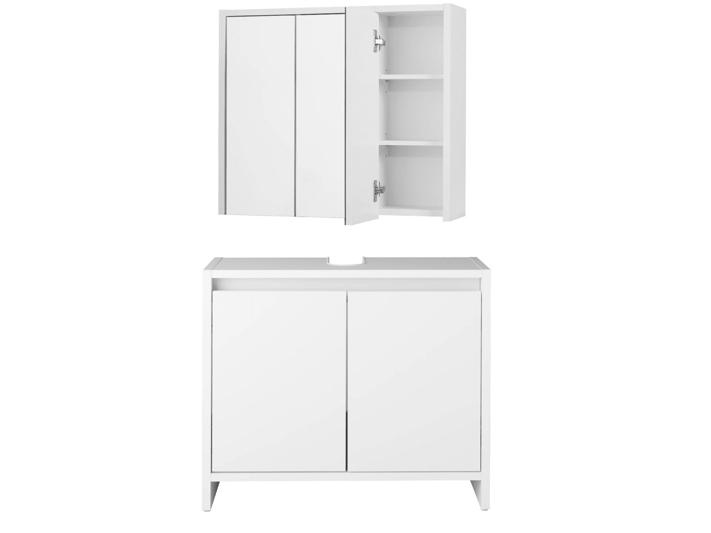 LIVARNO home Skrinka pod umývadlo + Zrkadlová skrinka Oslo, biela 1