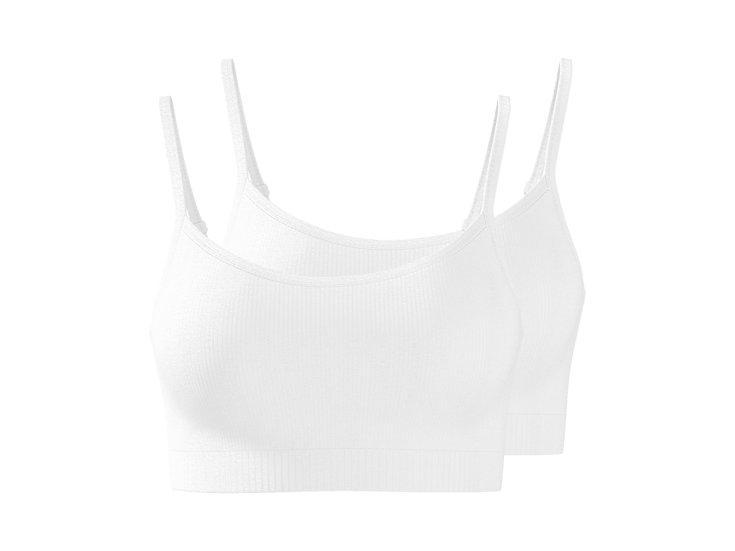 ESMARA® Dámska rebrovaná podprsenka, 2 kusy (biela, S (36/38))