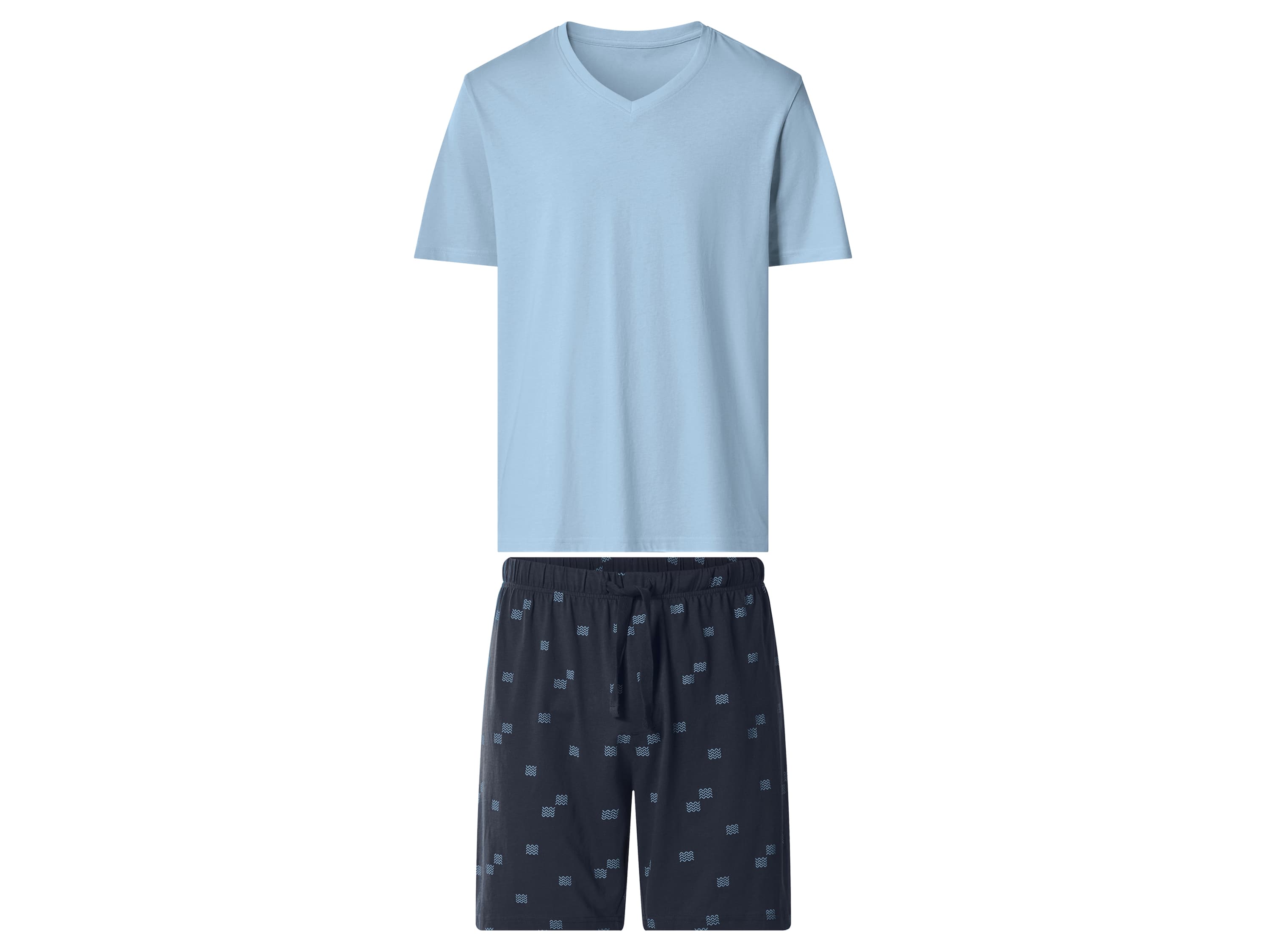 ESMARA MEN Pánske krátke pyžamo (bledomodrá/navy modrá, L (52/54))