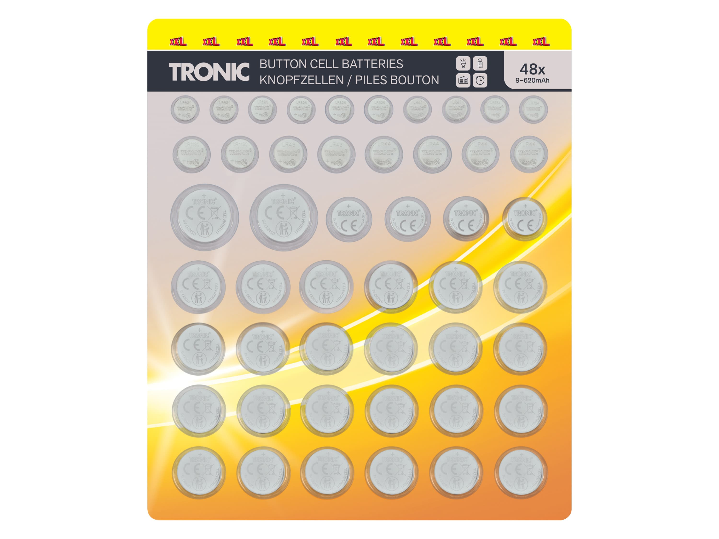 TRONIC® Gombíkové batérie, 48-dielna súprava 1
