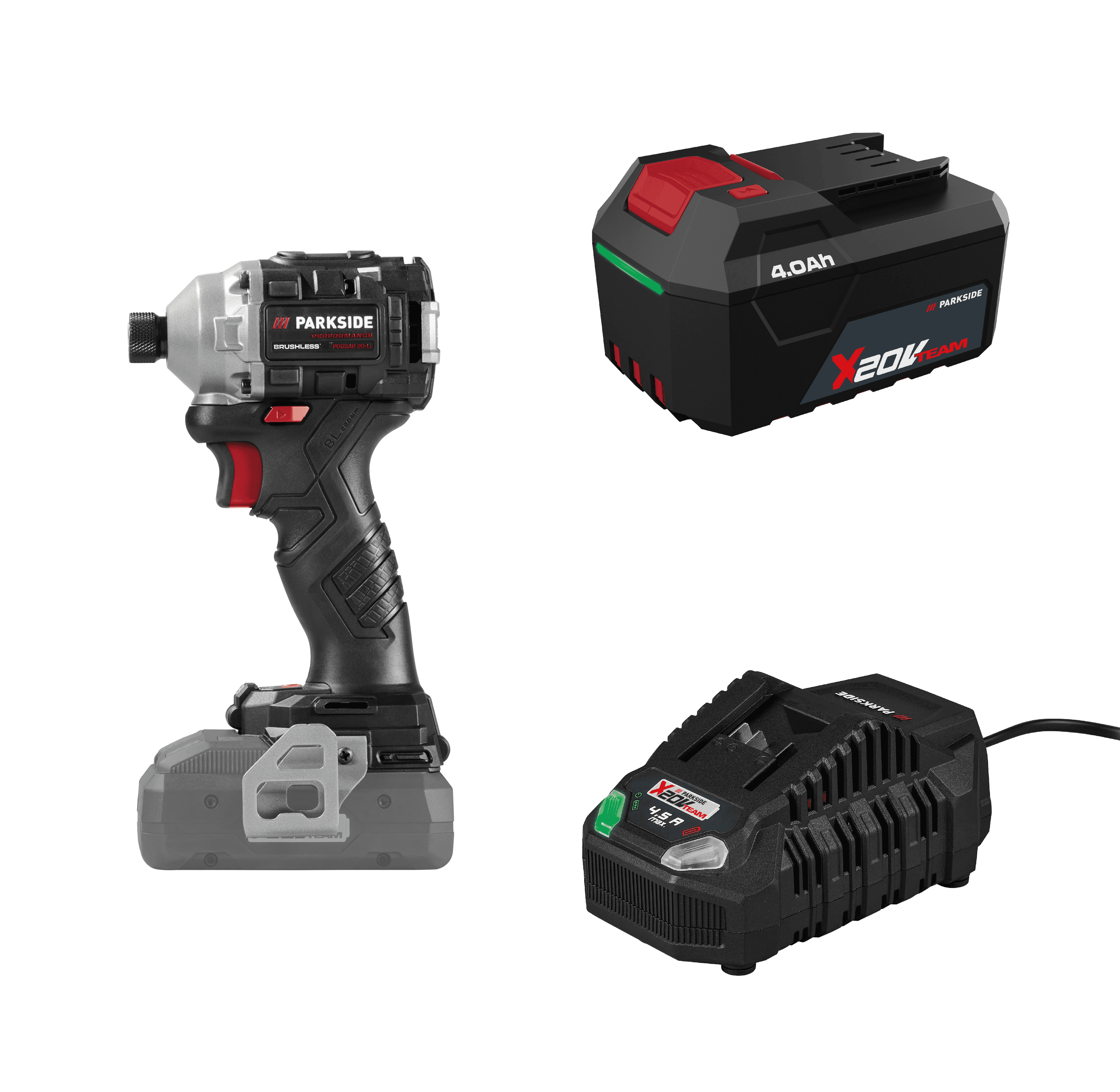 PARKSIDE® Aku rázový uťahovák PDSSAP 20-Li D3 + Akumulátor 20 V/4 Ah + Rýchlonabíjačka akumulátora 20 V/4,5 A 1