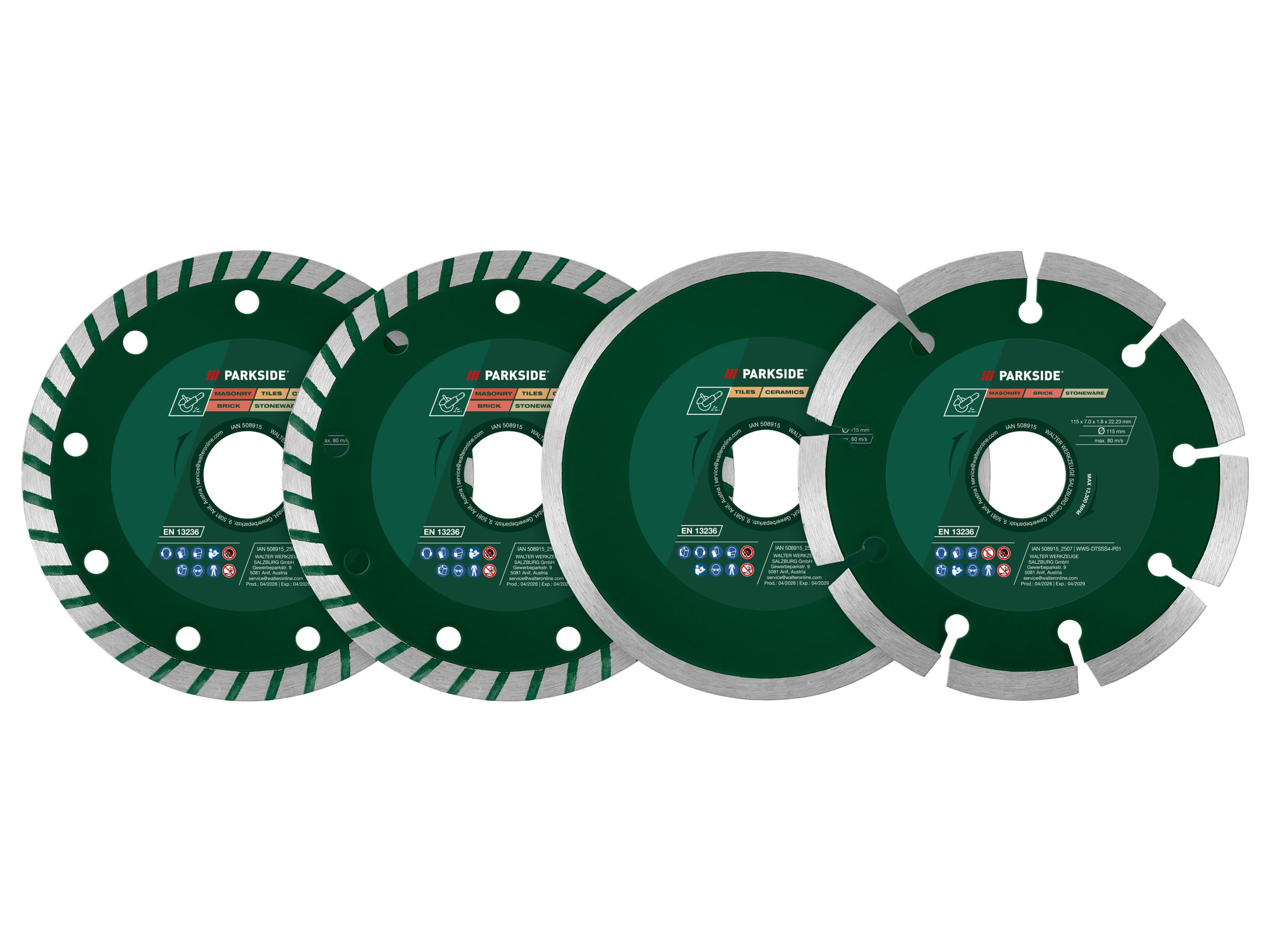 PARKSIDE® Rezné kotúče, 115 mm (diamantové rezné kotúče, 4 kusy)