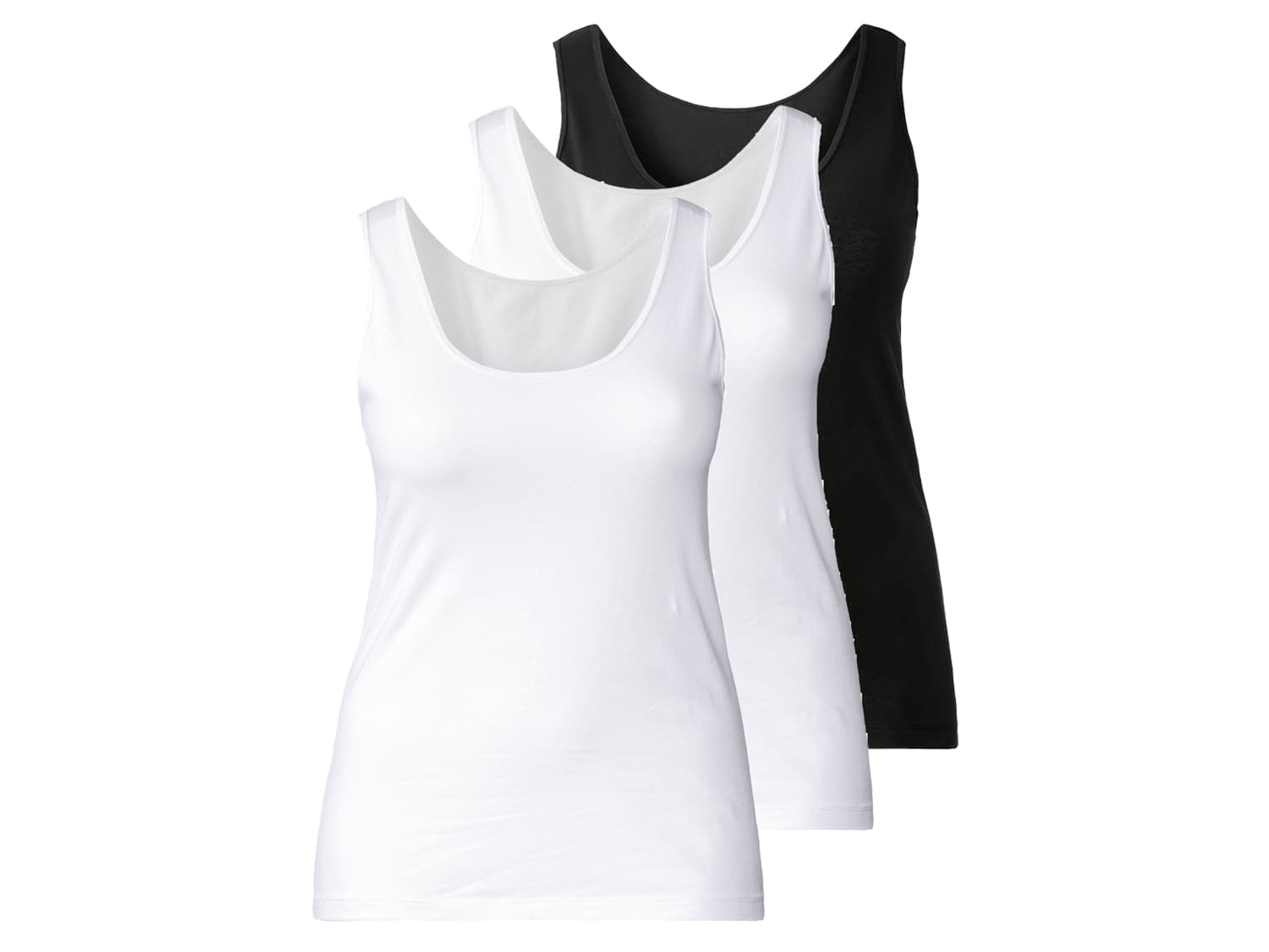 esmara® Dámske tielko XXL, 3 kusy (3XL (56/58), čierna/biela)