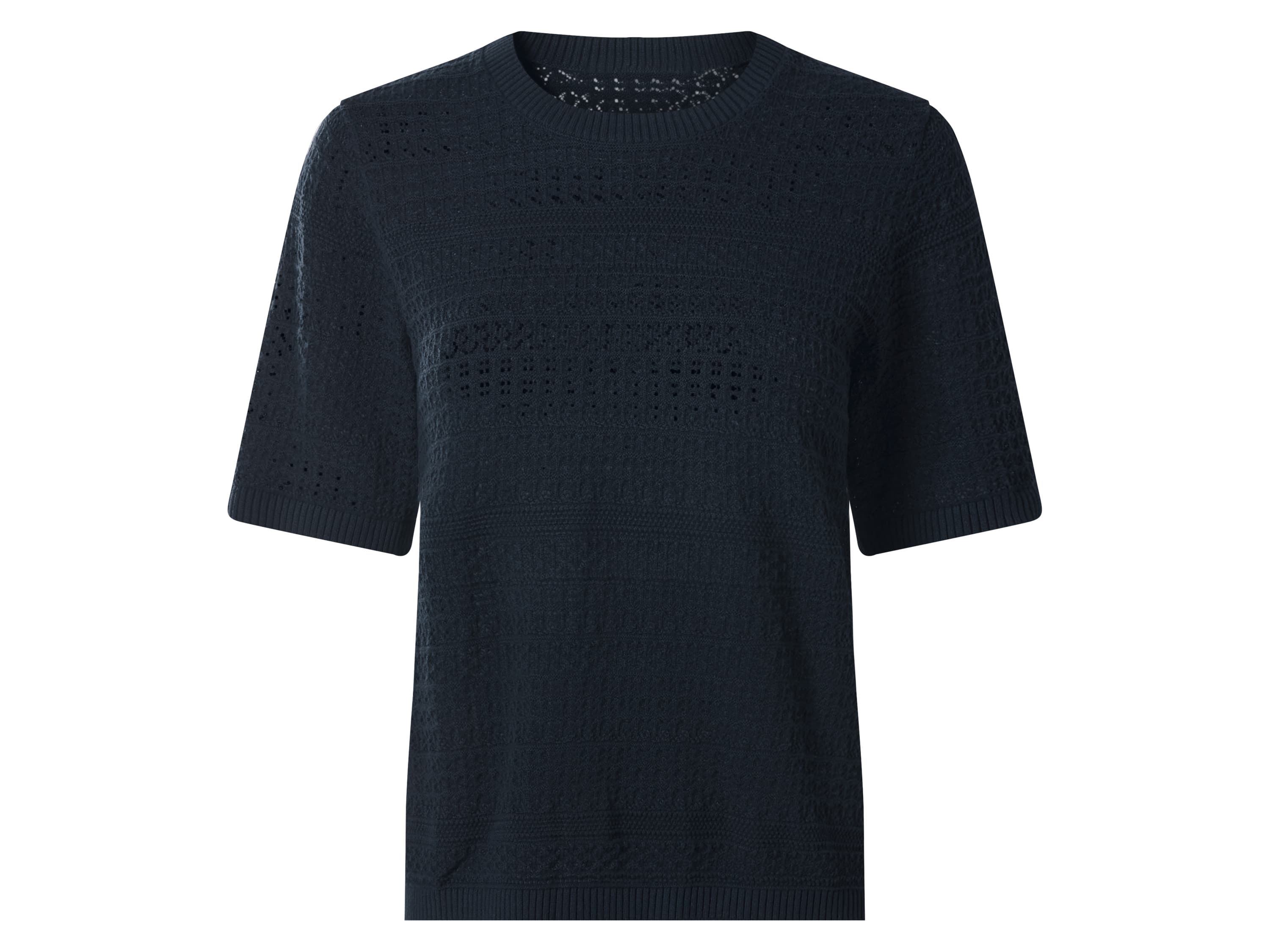 ESMARA® Dámsky ažúrový pulóver s krátkym rukávom (navy modrá, S (36/38))