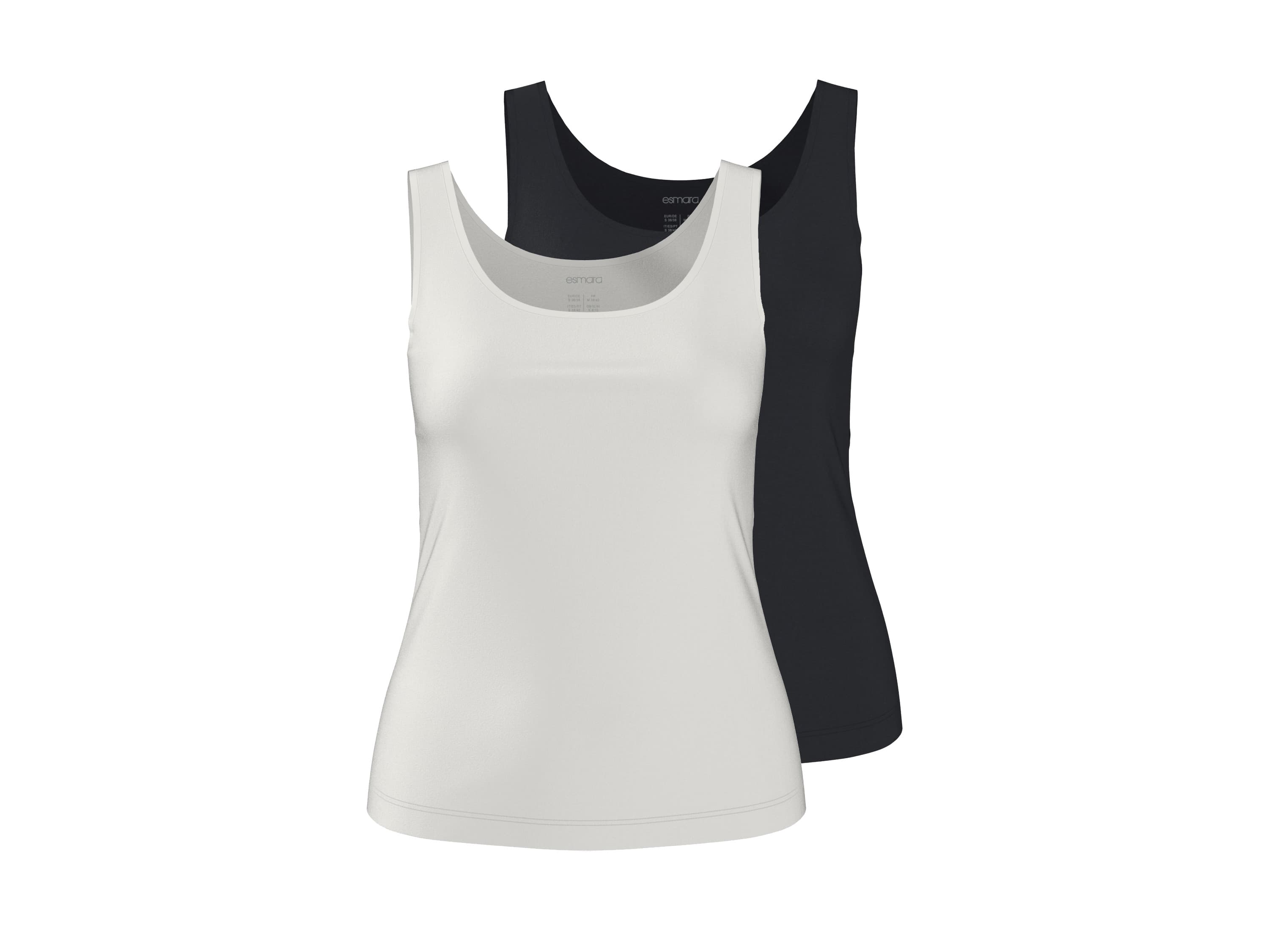 esmara® Dámsky top, 2 kusy (čierna/biela, M (40/42))