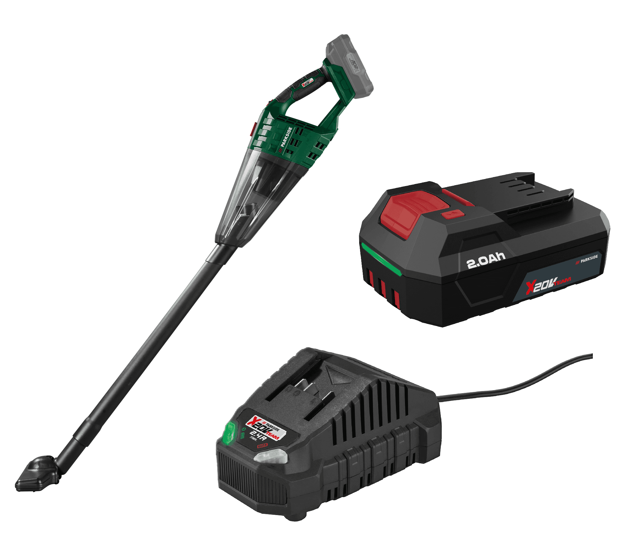 PARKSIDE® Aku ručný vysávač PHSSA 20-Li D2 + Akumulátor 20 V/2 Ah PAP 202 A1 + Nabíjačka na akumulátor 20 V/2,4 A PLG 20 C1 1