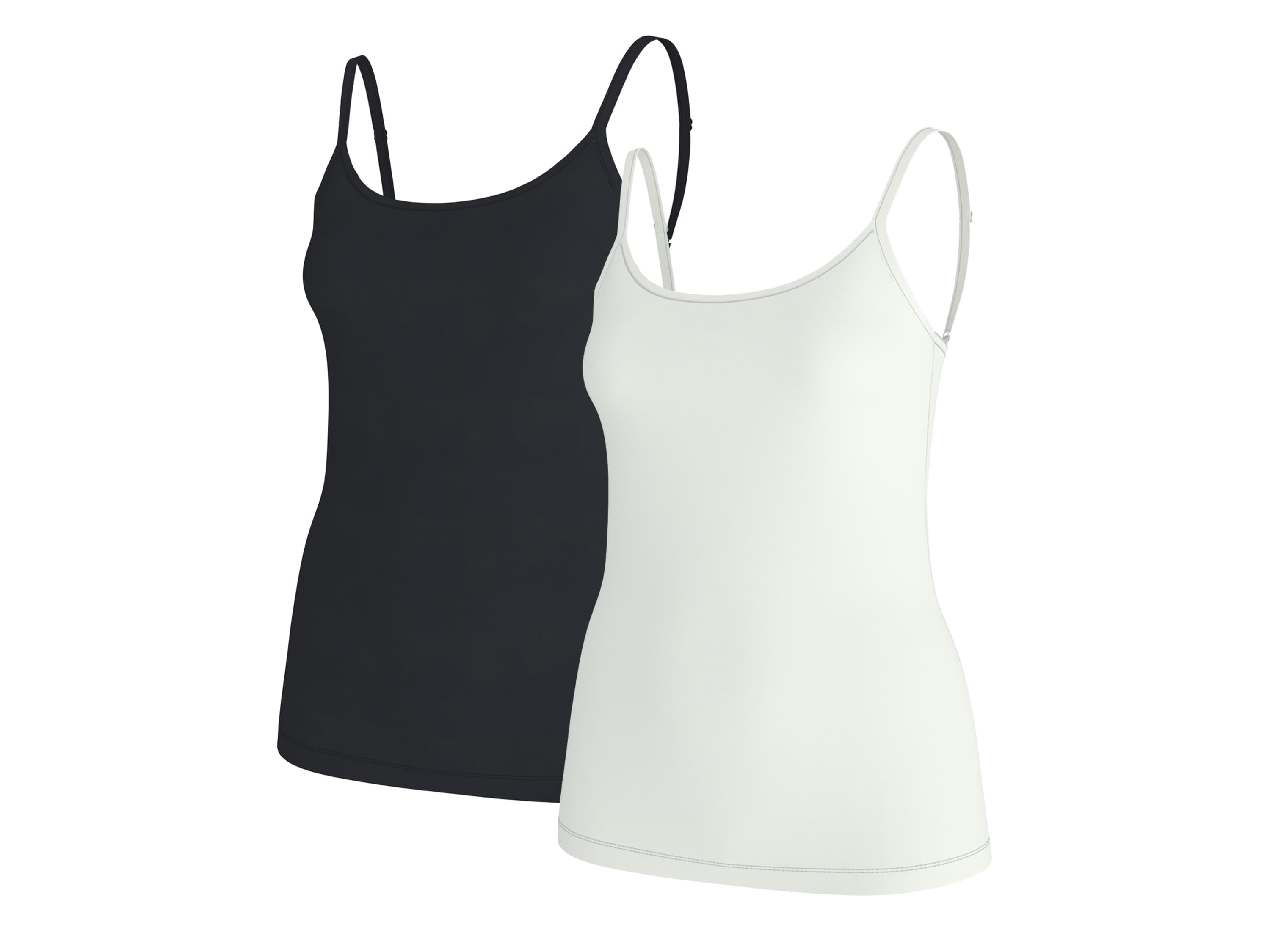 ESMARA® Dámsky top s úzkymi ramienkami, 2 kusy (čierna/biela, S (36/38)) 1