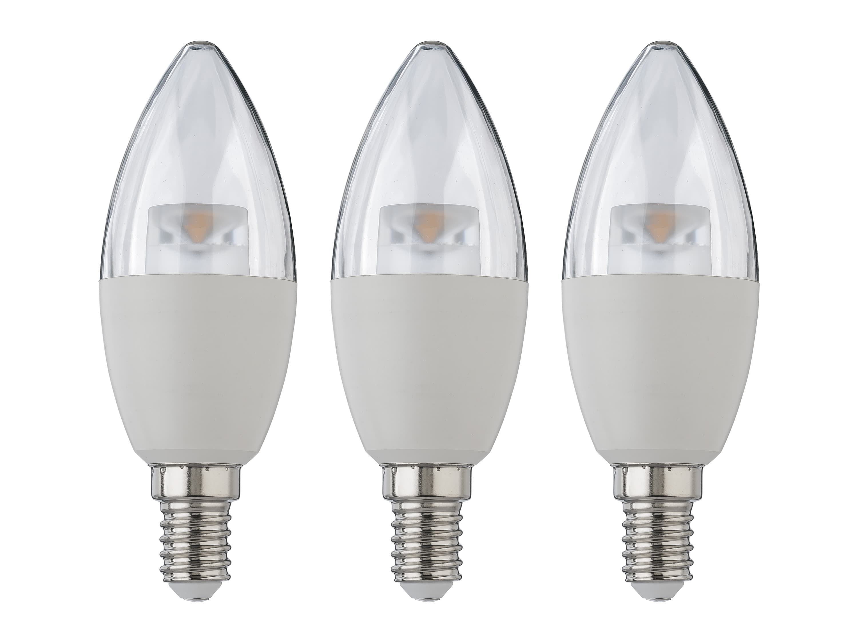 LIVARNO home LED žiarovky (sviečka, 6W, E14, transparentná, 3 kusy)