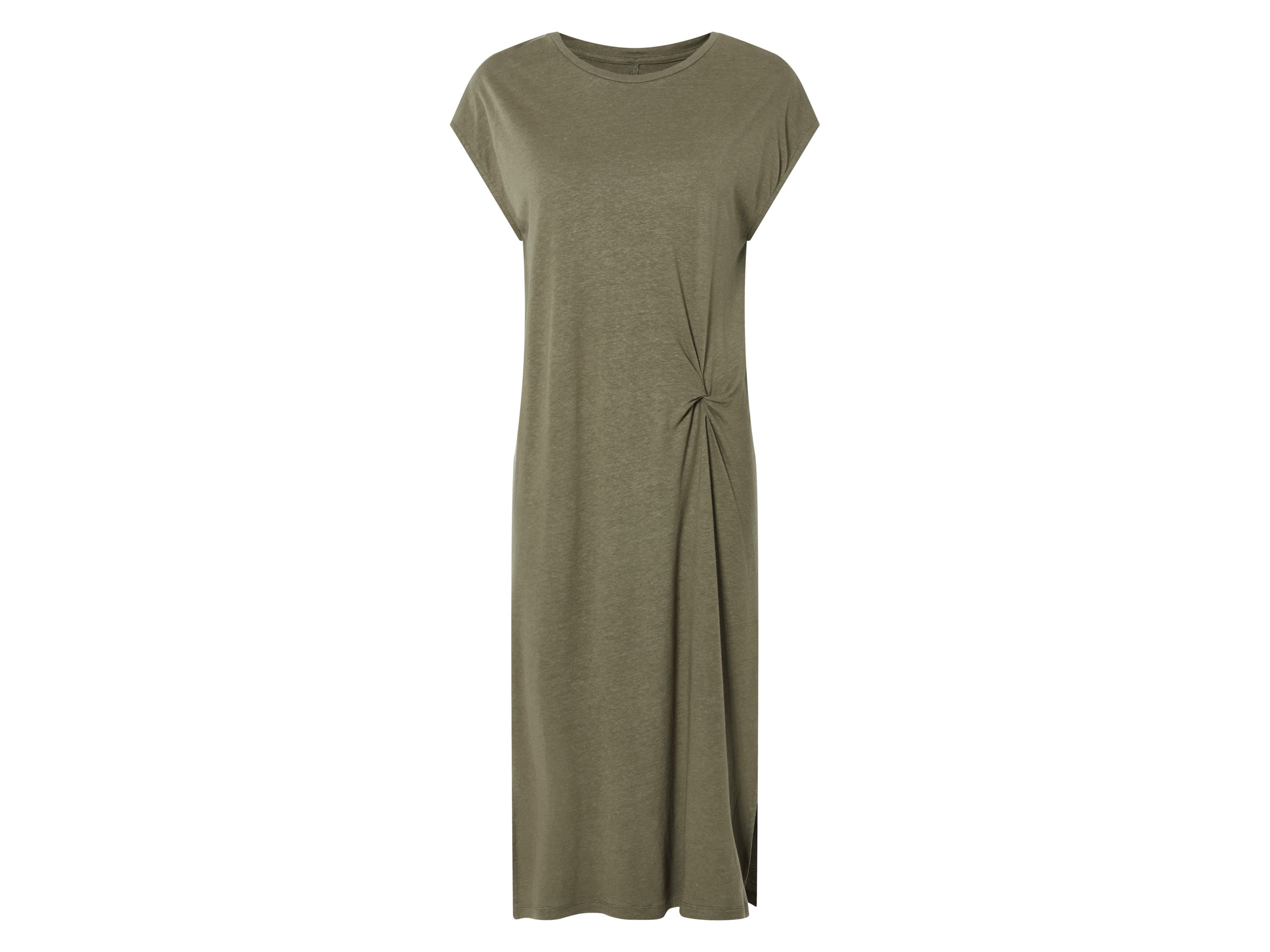 esmara® Dámske ľanové midi šaty (kaki, S (36/38))