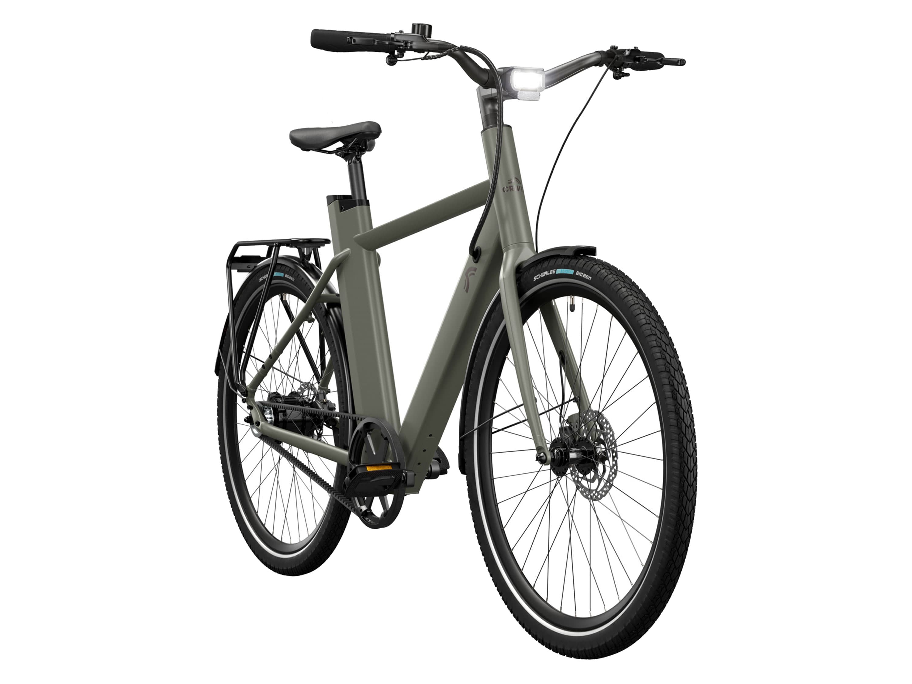 CRIVIT Mestský elektrobicykel s remeňovým pohonom Gates X.3 (olivovozelená)