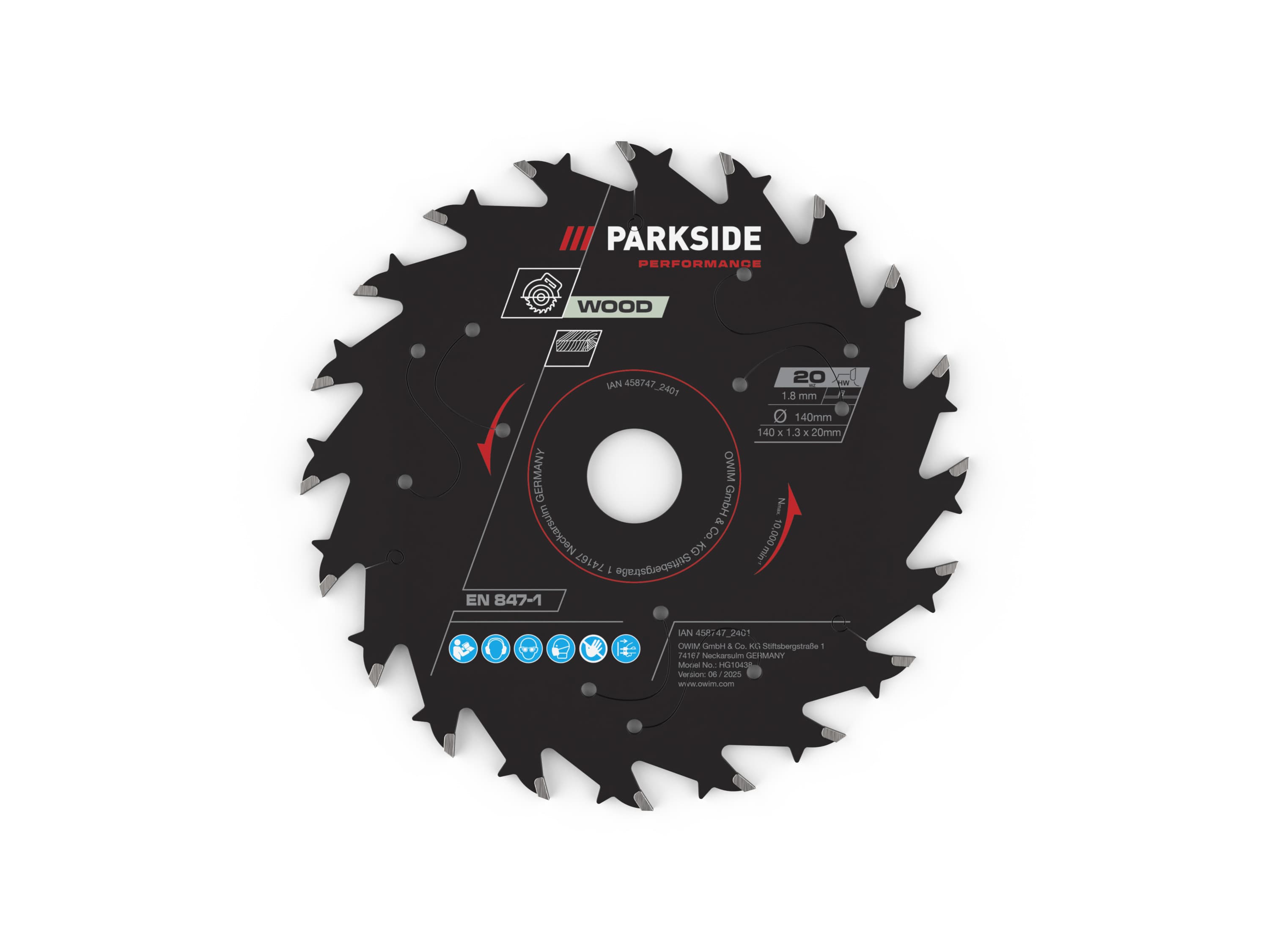 PARKSIDE PERFORMANCE® Pílový kotúč, 140 mm (drevo, 20 zubov)
