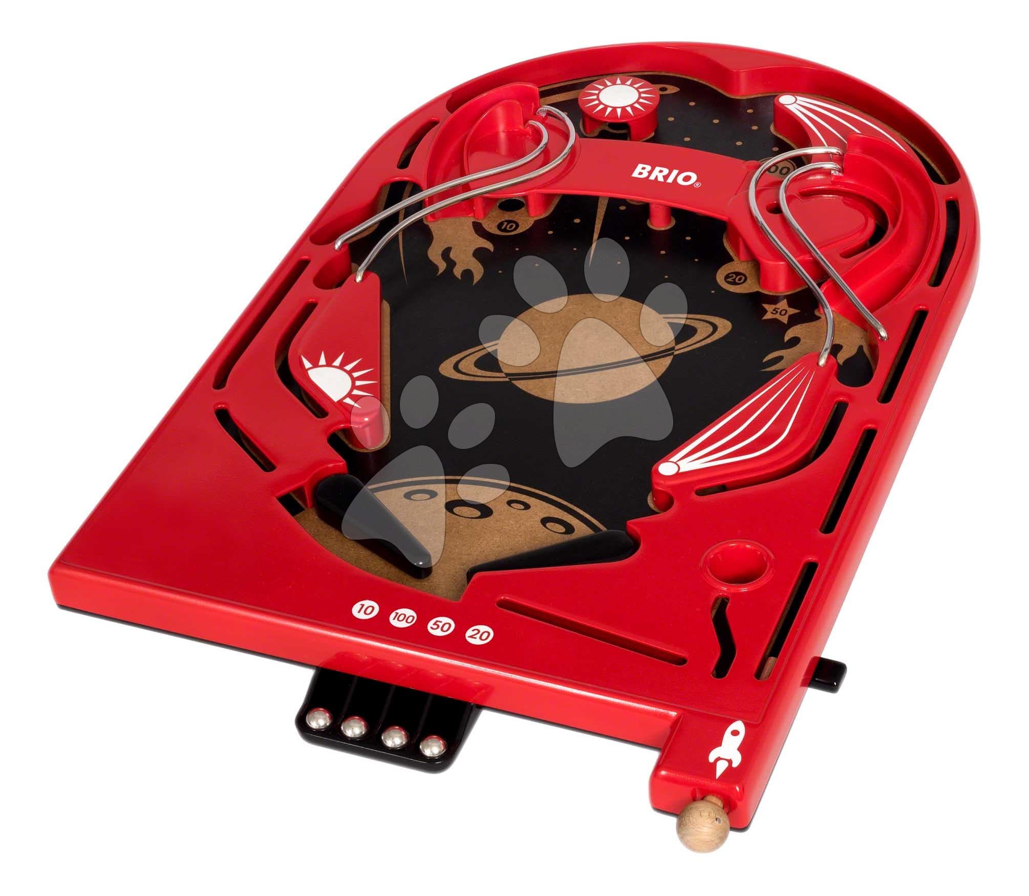Drevená hra Pinball Game BRIO červená s 5 kovovými guľôčkami od 6 rokov 1