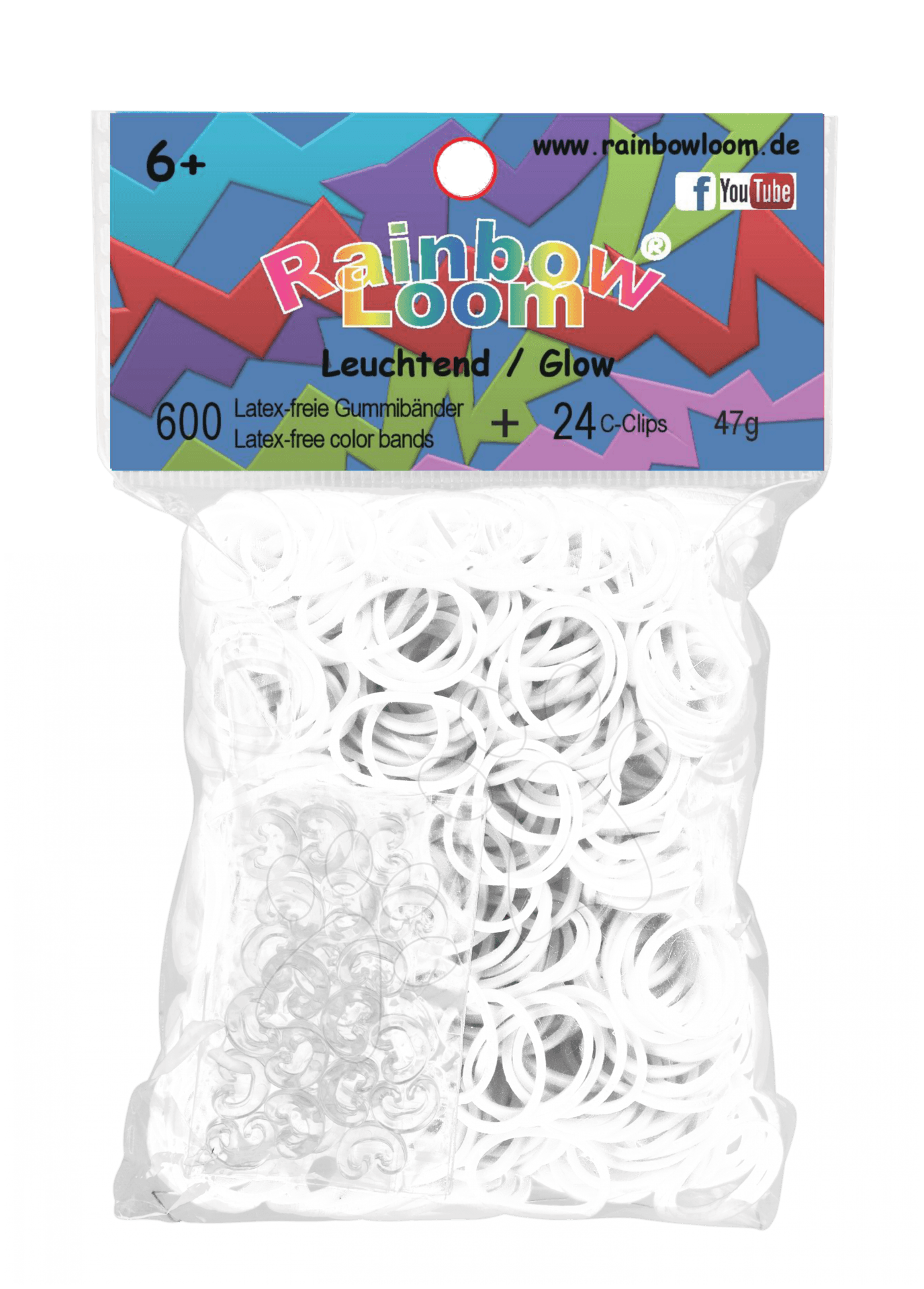 Rainbow Loom detské fosforeskujúce gumičky 22123 biela