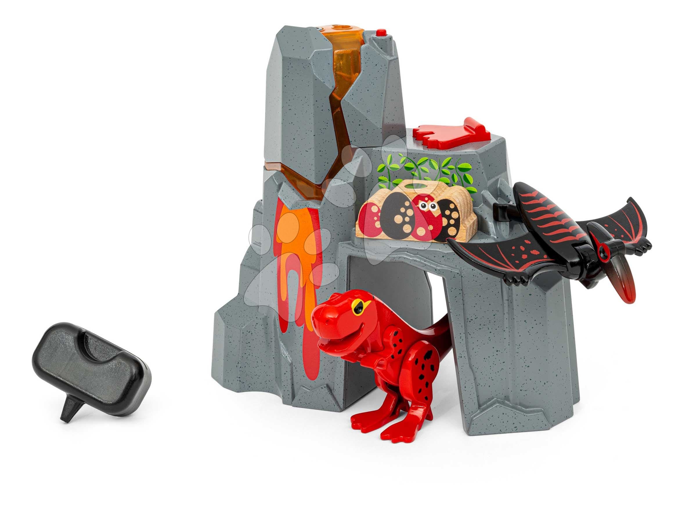 Sopka s efektom dymiacej lávy Dinosaur Erupting Volcano BRIO so zvukom a svetlom 2 figúrky dinosaurov