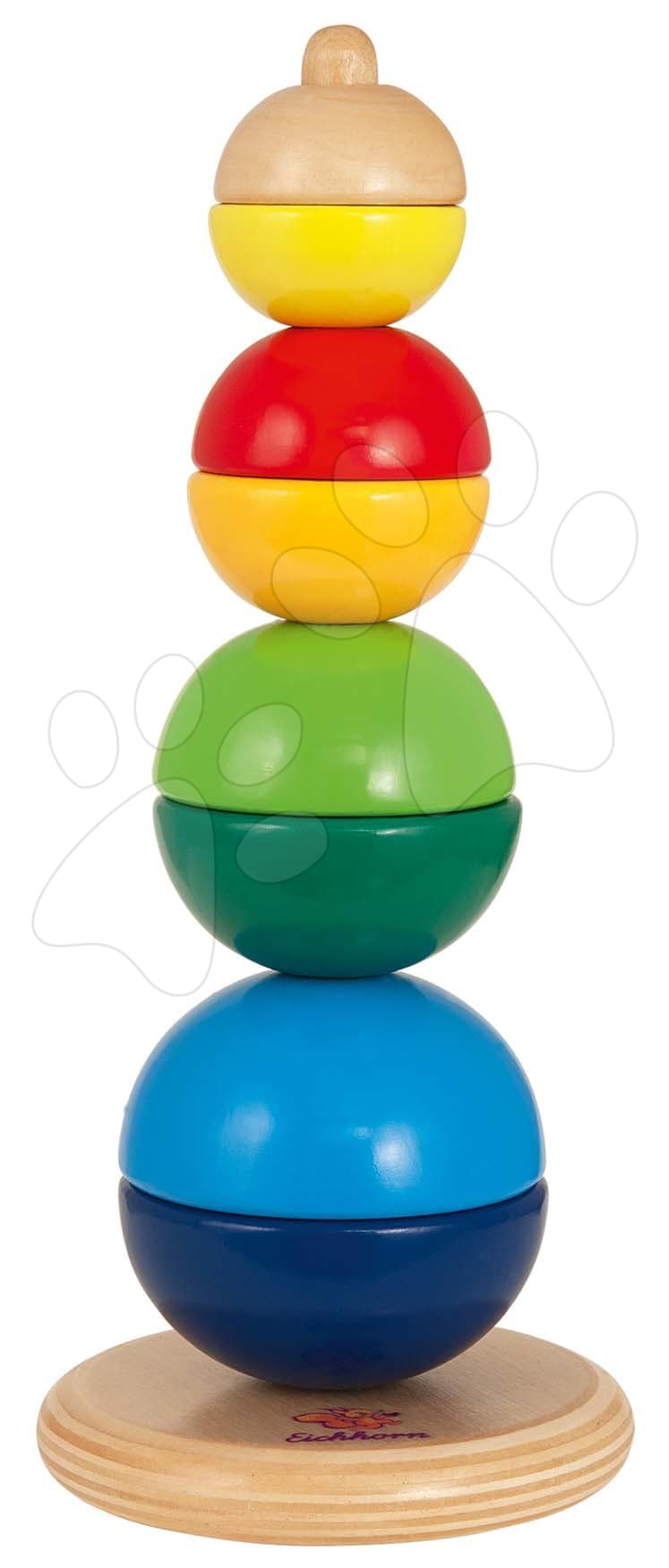 Drevená skladacia veža Beads Tower Eichhorn 8 polovičných guličiek 22 cm výška od 12 mes 1