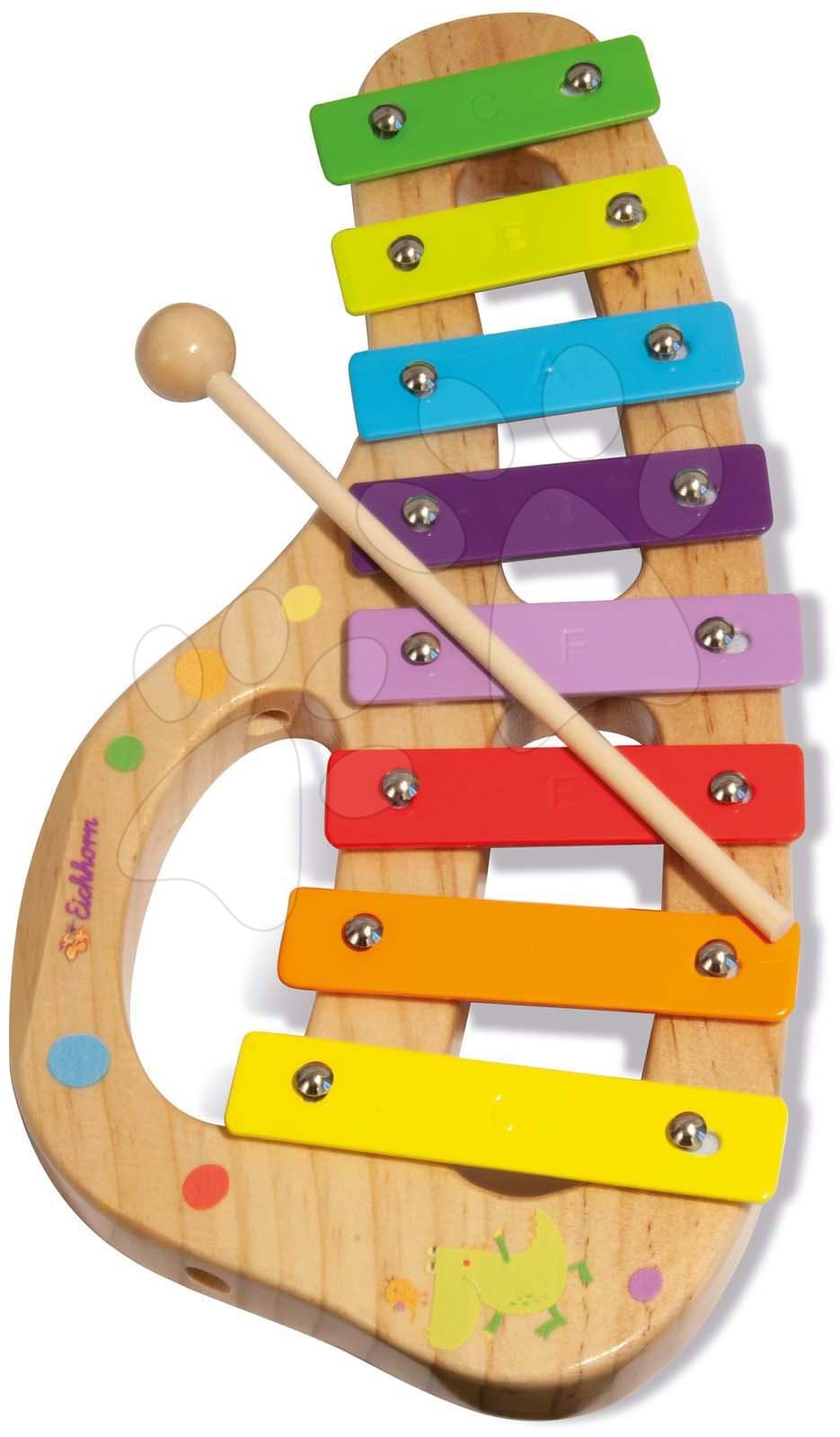 Drevený xylofón Music Xylophone Eichhorn farebný 8 tónov s kladivkom od 24 mes 1