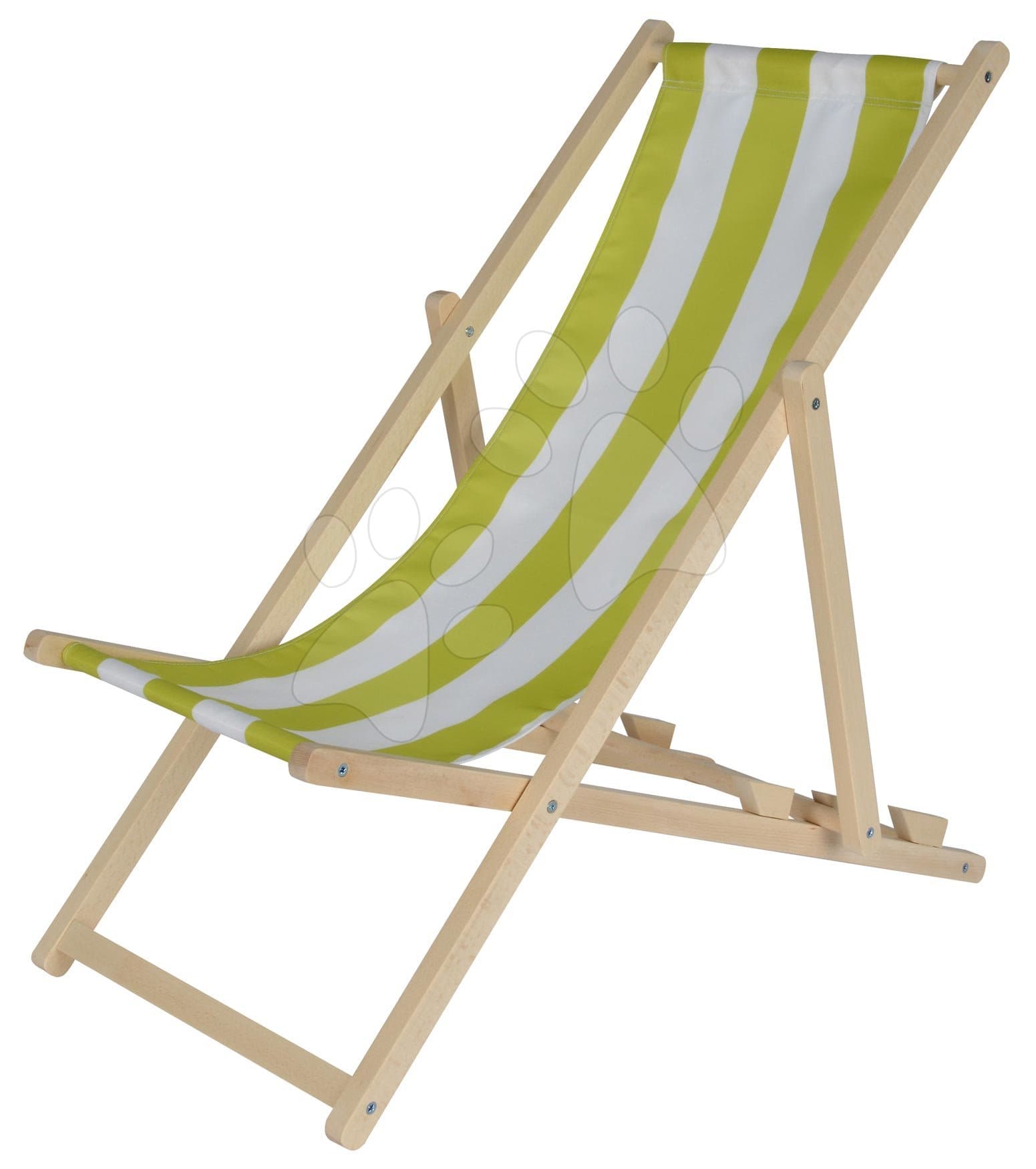 Drevené lehátko pre deti Outdoor Kids Sunchair Eichhorn s pásikavým poťahom skladacie s UV filtrom nosnosť 40 kg 1