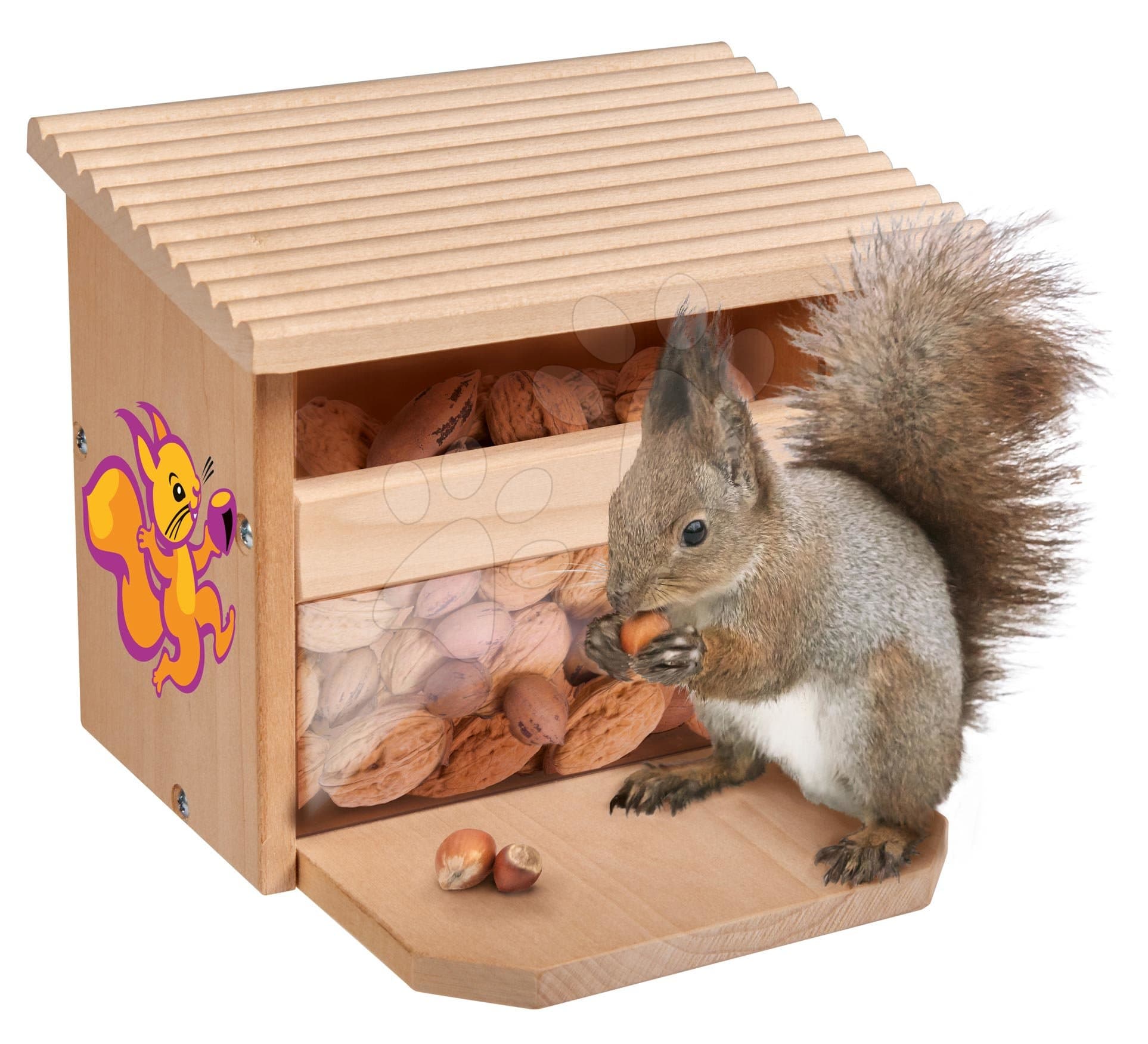 Drevené kŕmidlo pre veveričku Outdoor Feeding Squirell House Eichhorn 'poskladaj a vymaľuj' s farbičkami od 6 rokov
