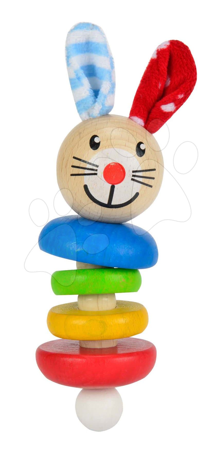 Drevený zajačik hrkálka Baby Eichhorn s krúžkami od 3 mes 1
