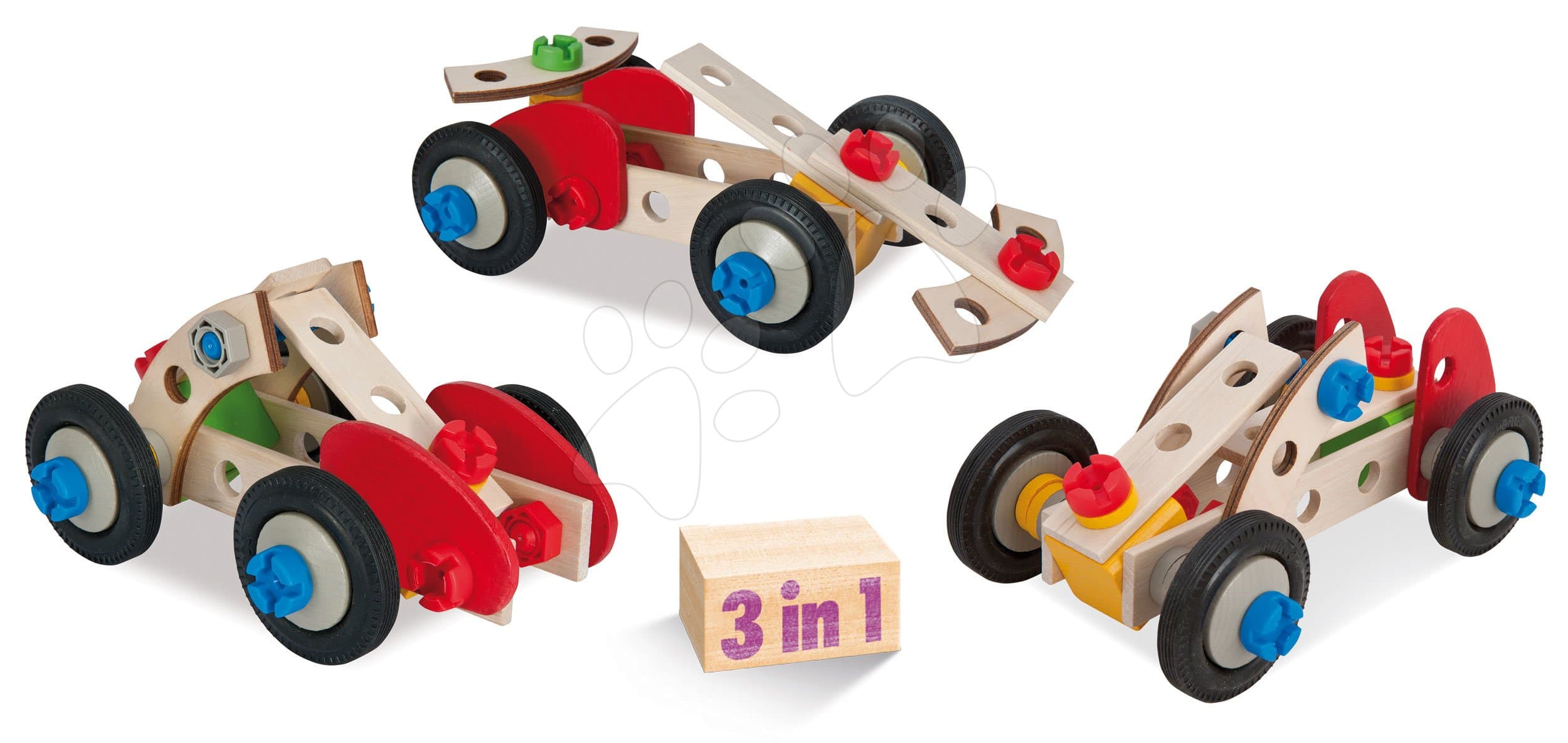 Drevená stavebnica preteky Constructor Racer Eichhorn tri modely (minibuggy, formula 1, pretekárske auto) 50 dielov 1