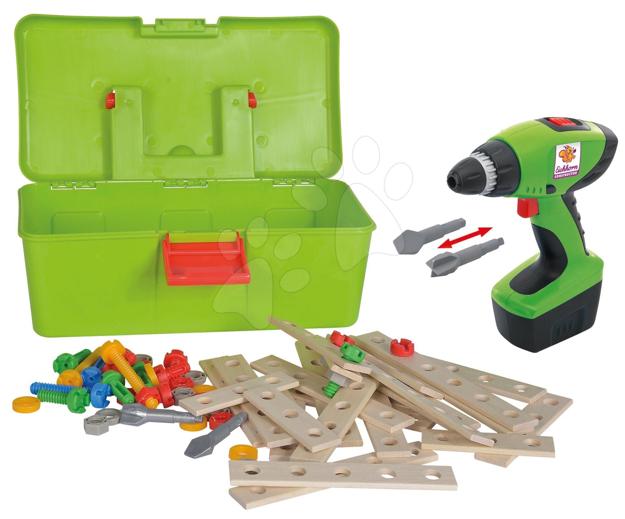 Drevená stavebnica s vŕtačkou Constructor Tool Box Eichhorn v kufríku 63 dielov 1