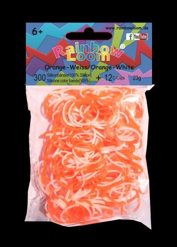 Rainbow Loom detské gumičky dvojfarebné 20280 oranžovo biele 1