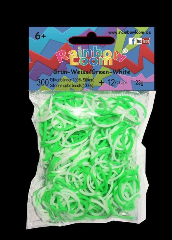 Rainbow Loom detské gumičky dvojfarebné 20266 zeleno biele 1