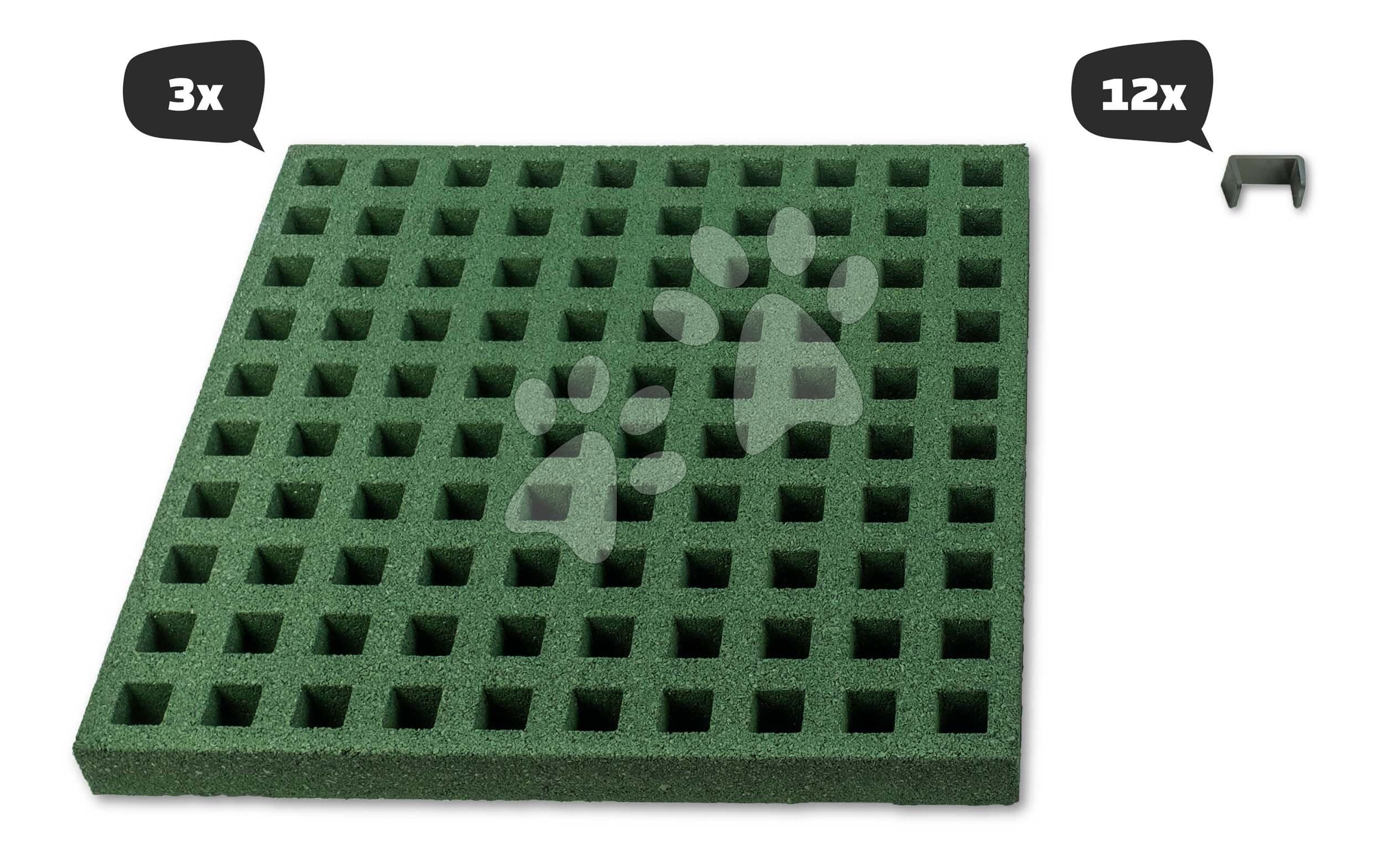 Dopadová doska pre ihrisko v tvare štvorca 54*54 cm Square Freezone Safety 3 Tiles Exit Toys sada 3 kusov zatrávňovacie protišmykové