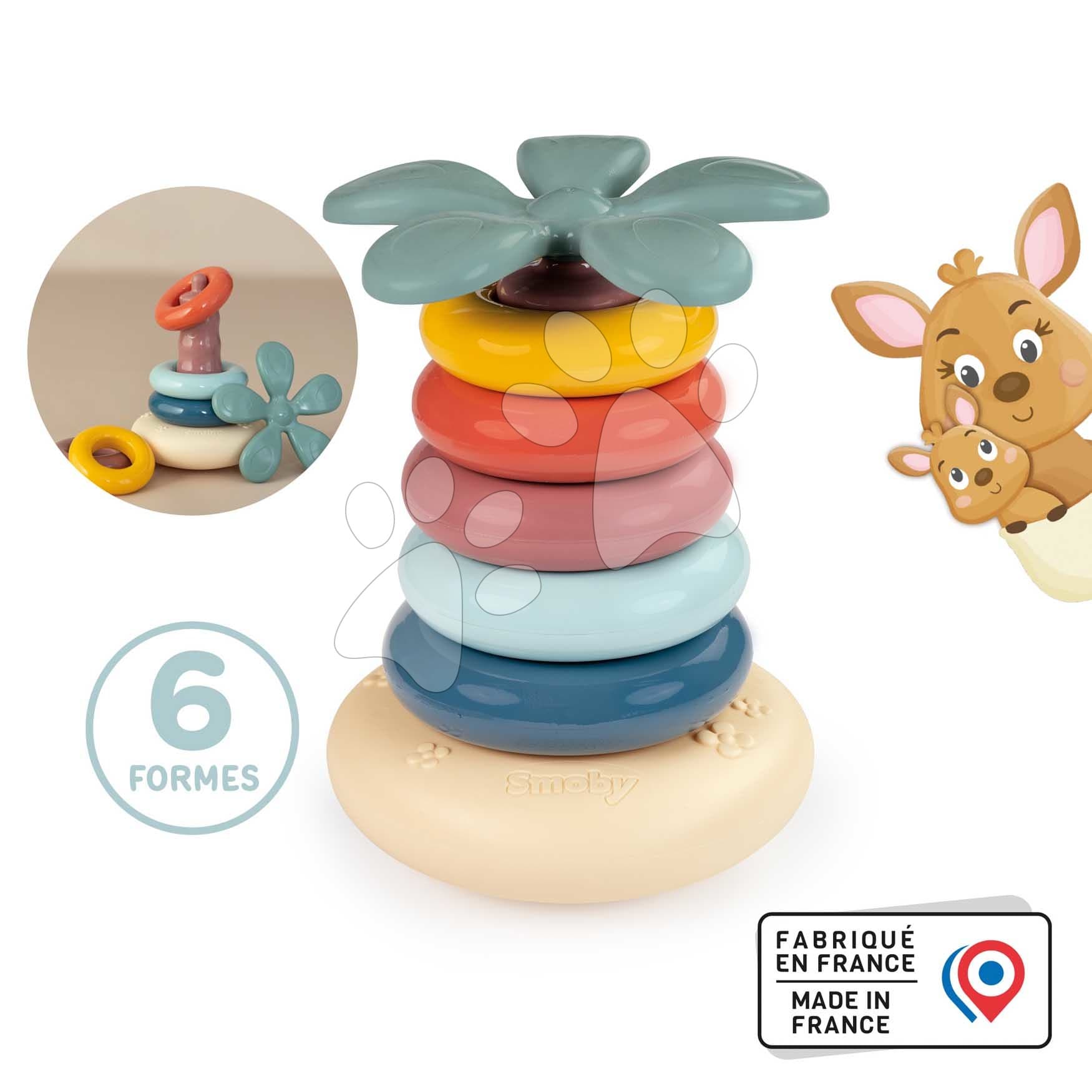 Didaktická pyramída Roly Poly Pyramid Little Smoby s 5 farebnými krúžkami od 12 mes 1