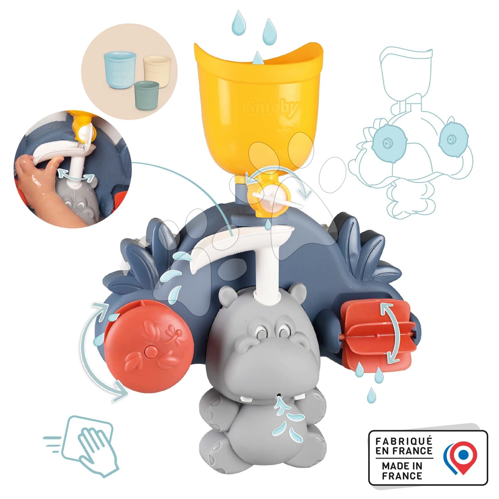 Aquapark do vane Hroch Hippo Little Smoby s vodným mlynom a 3 šálkami 100% recyklovateľné od 12 mes 1