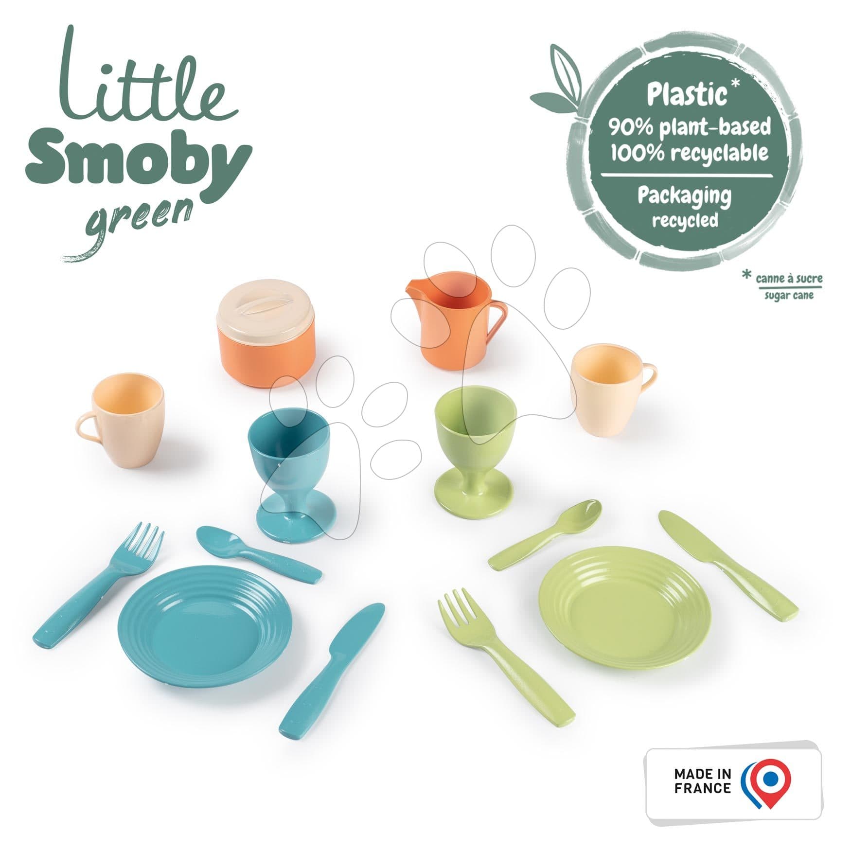 Kuchynský riad z cukrovej trstiny Bio Sugar Cane Kitchen Set Little Smoby sada 14 dielov Green 100% recyklovateľné od 18 mes 1