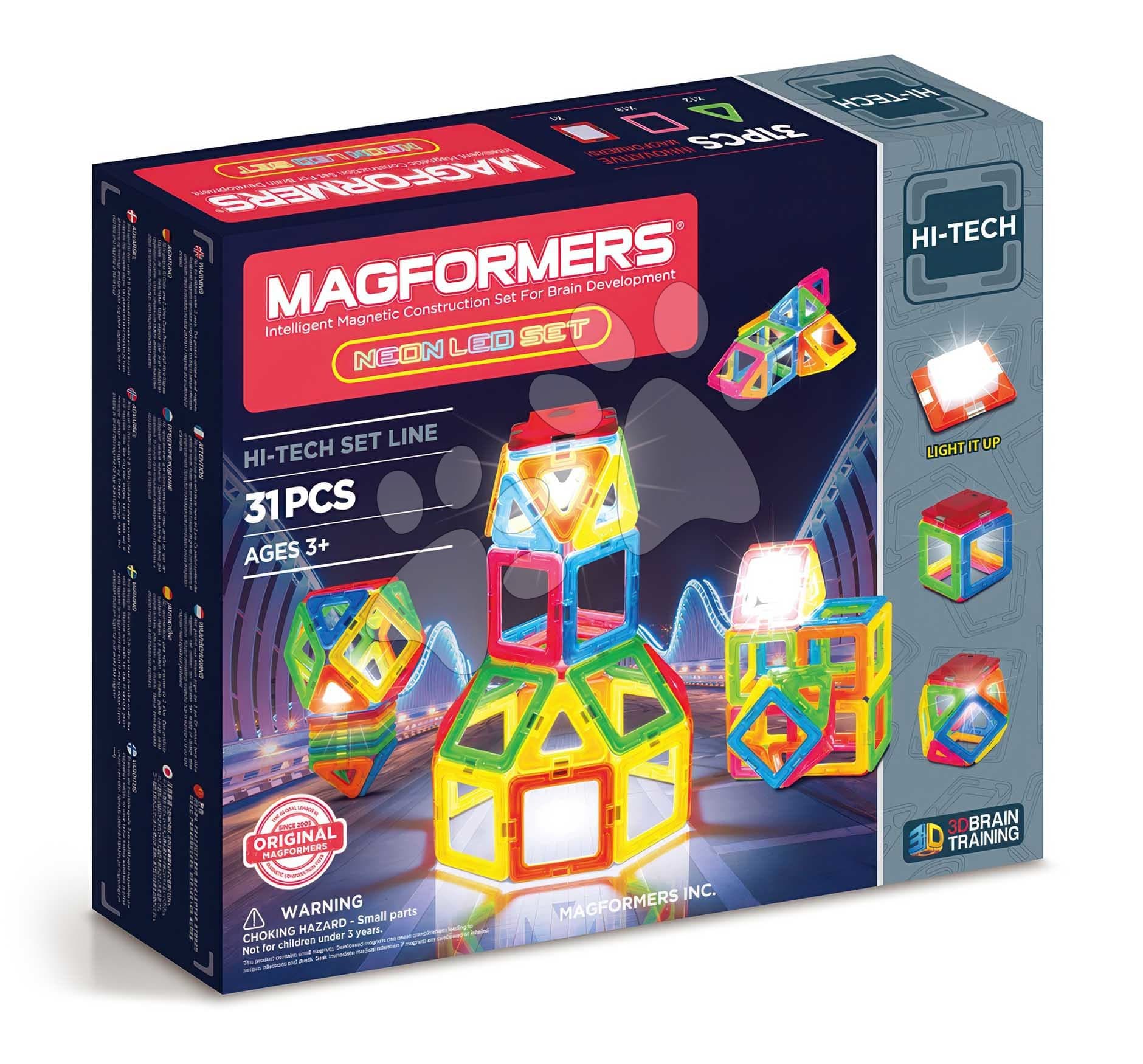 Stavebnica magnetická Neónové svetlá Neon Led Set Hi-Tech Magformers elektronická 31 dielov