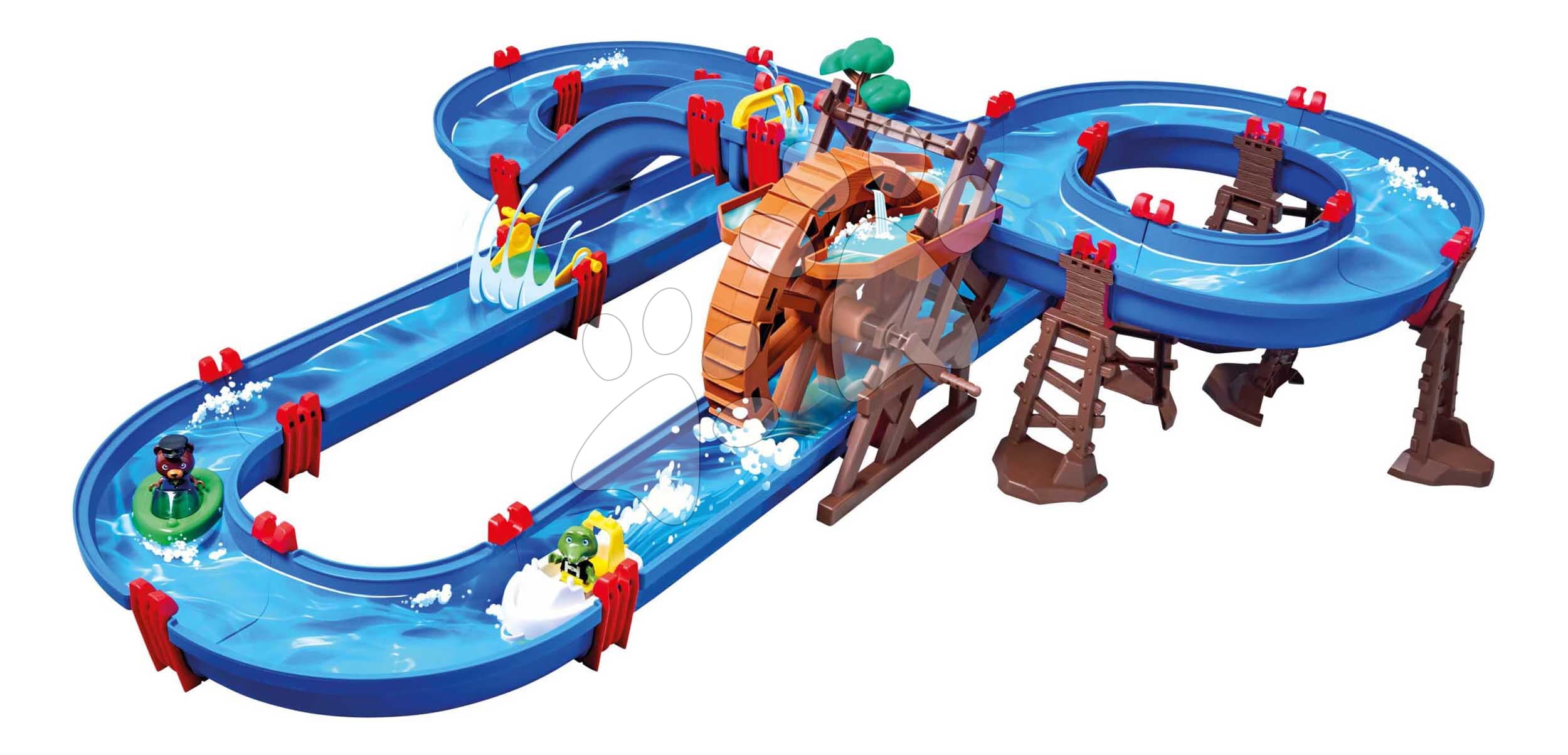 Vodná dráha s vodným kolesom WaterWheel AquaPlay viacposchodová so šmykľavkou a 2 loďky s 2 figúrkami