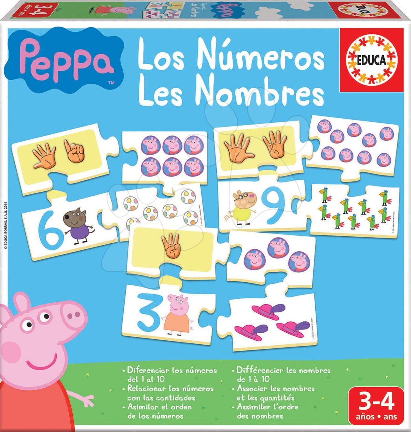 Náučná hra Učíme sa Čísla Peppa Pig Educa s obrázkami a počtami 40 dielov 1