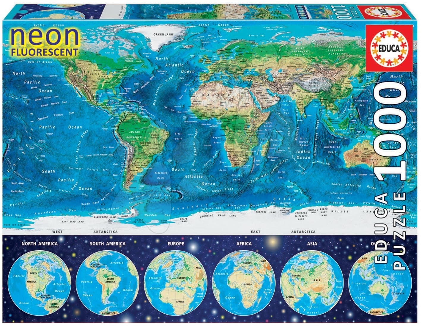 Educa puzzle Neon World map 1000 dielov 16760 1