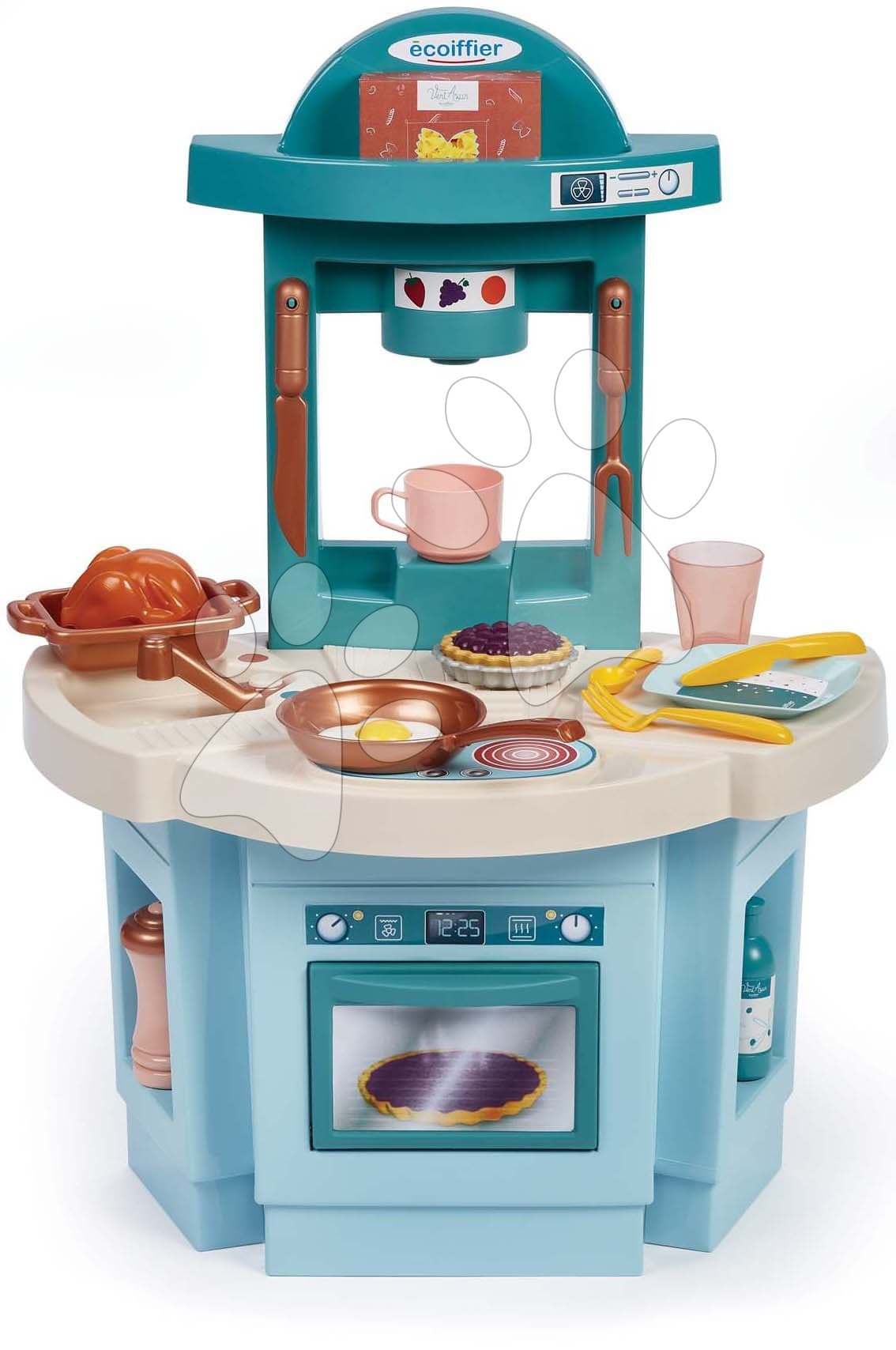 Kuchynka pre najmenších My 1st Kitchen Vert Azur Écoiffier s riadom a jedlom 18 dielov 60 cm výška od 18 mes