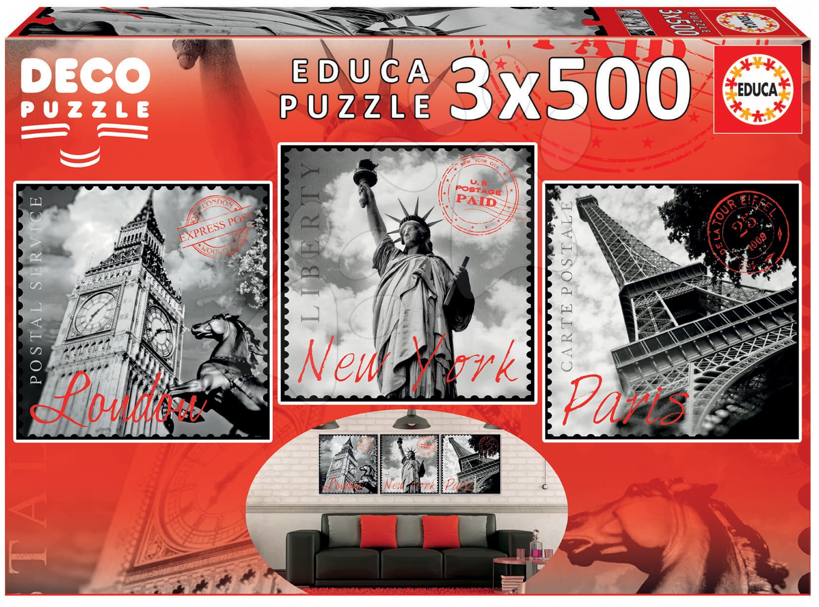 Educa puzzle Deco Big Cities 3x500 dielov 17096 1