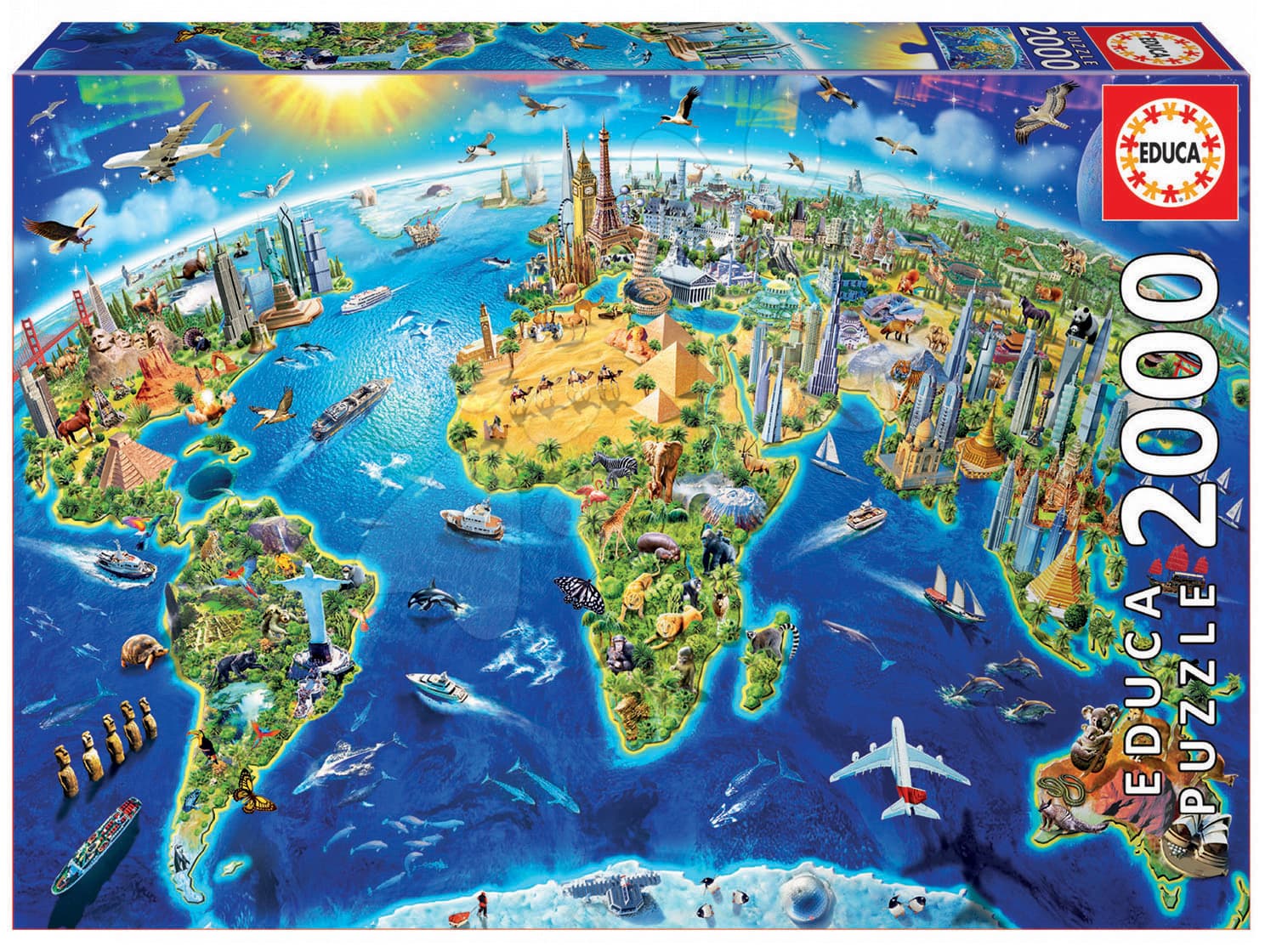 Educa puzzle Genuine World Landmarks Globe 2000 dielov 17129 1