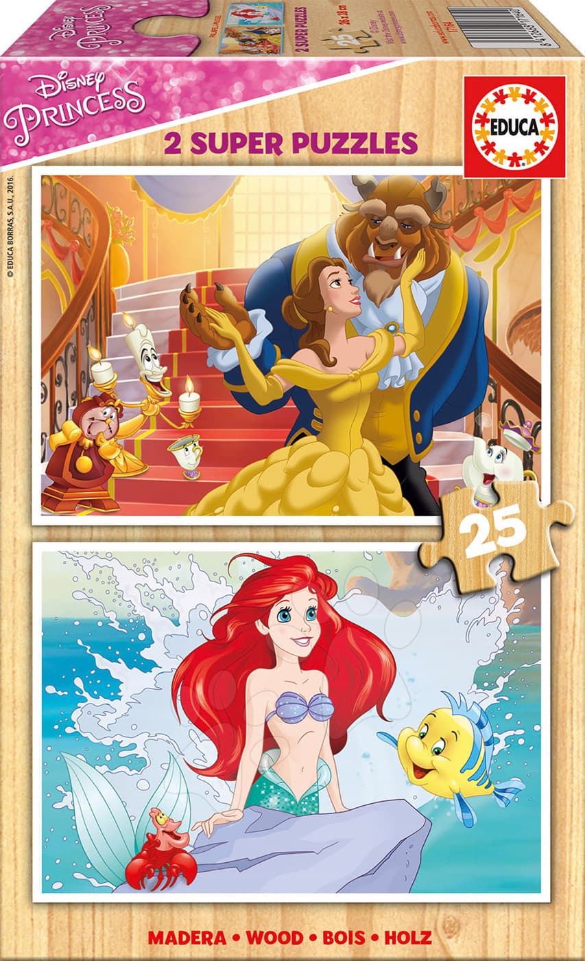 Educa detské drevené puzzle Disney Princezné 17164 1