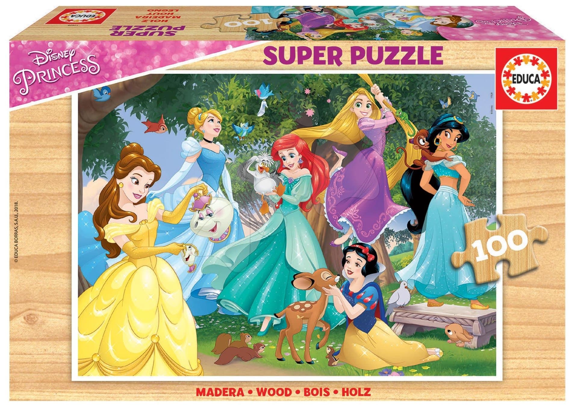 Educa detské drevené puzzle Disney Princezné 100 dielov 17628 1