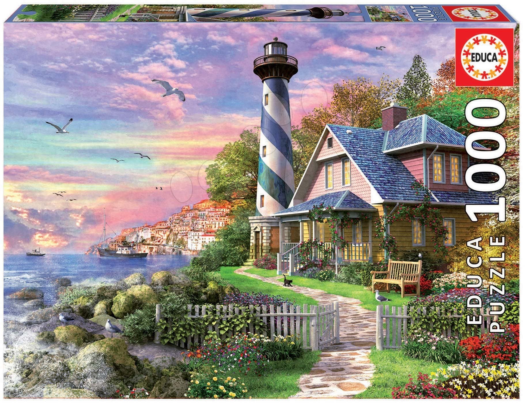 Educa puzzle Lighthouse at Rock Bay 1000 dielov a fix lepidlo 17740 1