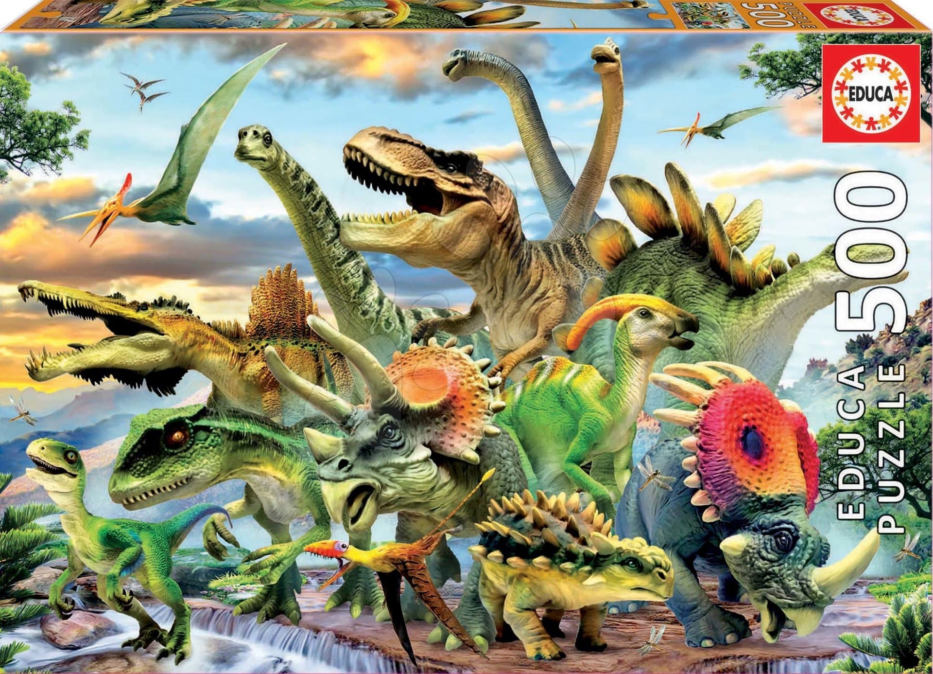 Educa puzzle Dinosaurus 500-dielne a fix lepidlo 17961 1