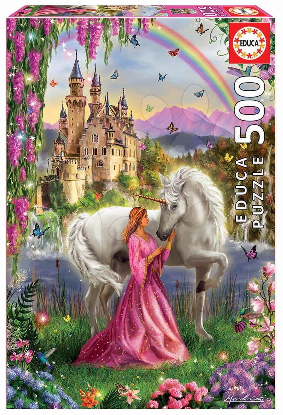 Educa puzzle Fairy and Unicorn 500 dielov a fix lepidlo 17985 1