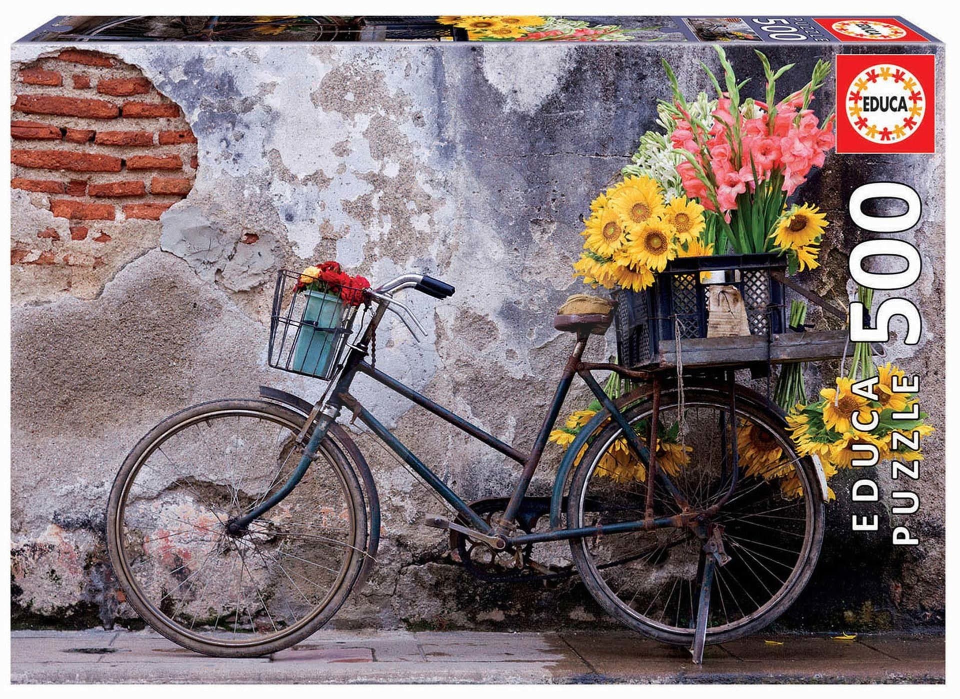 Educa puzzle Bicycle with Flowers 500 dielov a fix lepidlo 17988