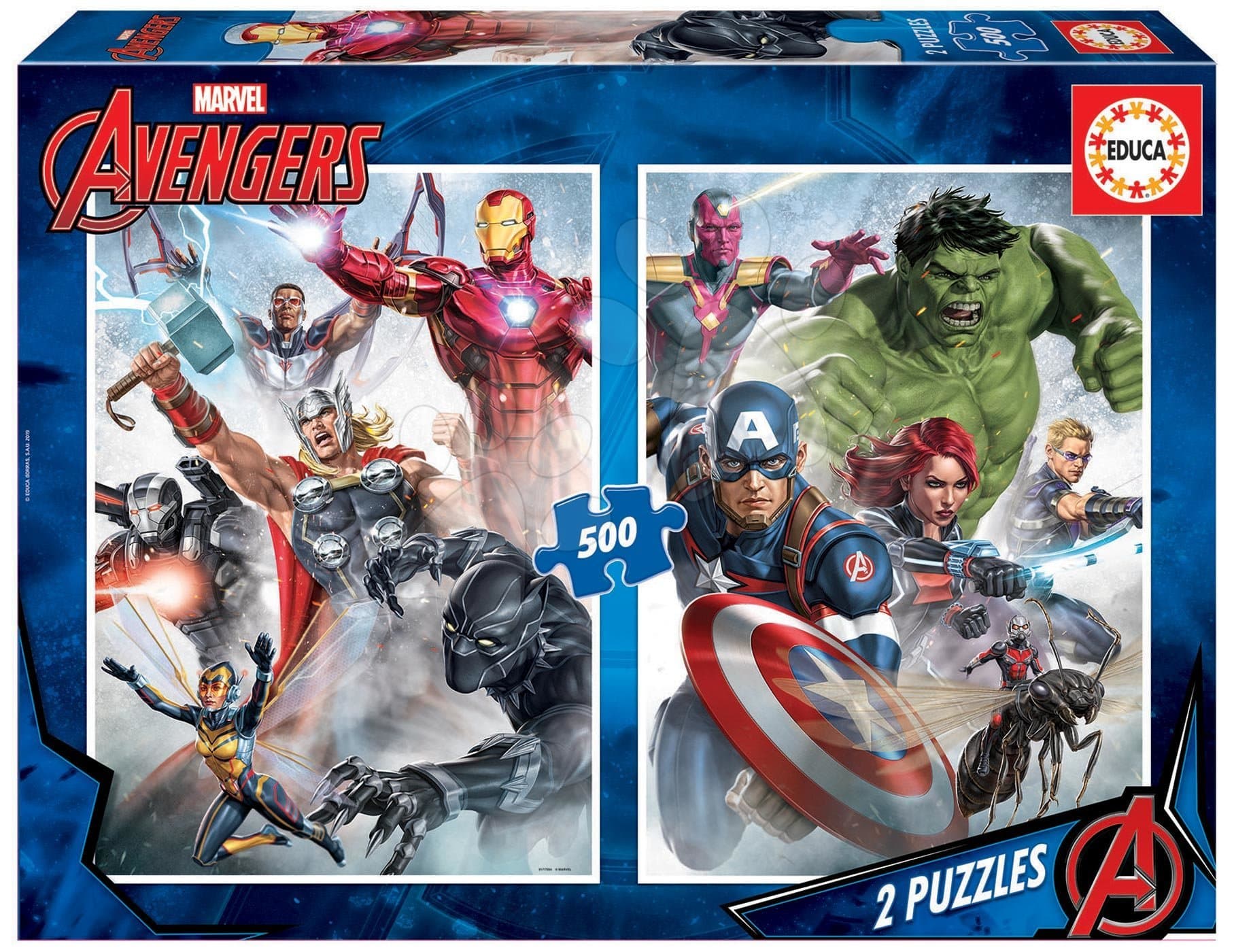 Puzzle Marvel Mania Educa 2x500 dielov a Fix lepidlo od 11 rokov 1